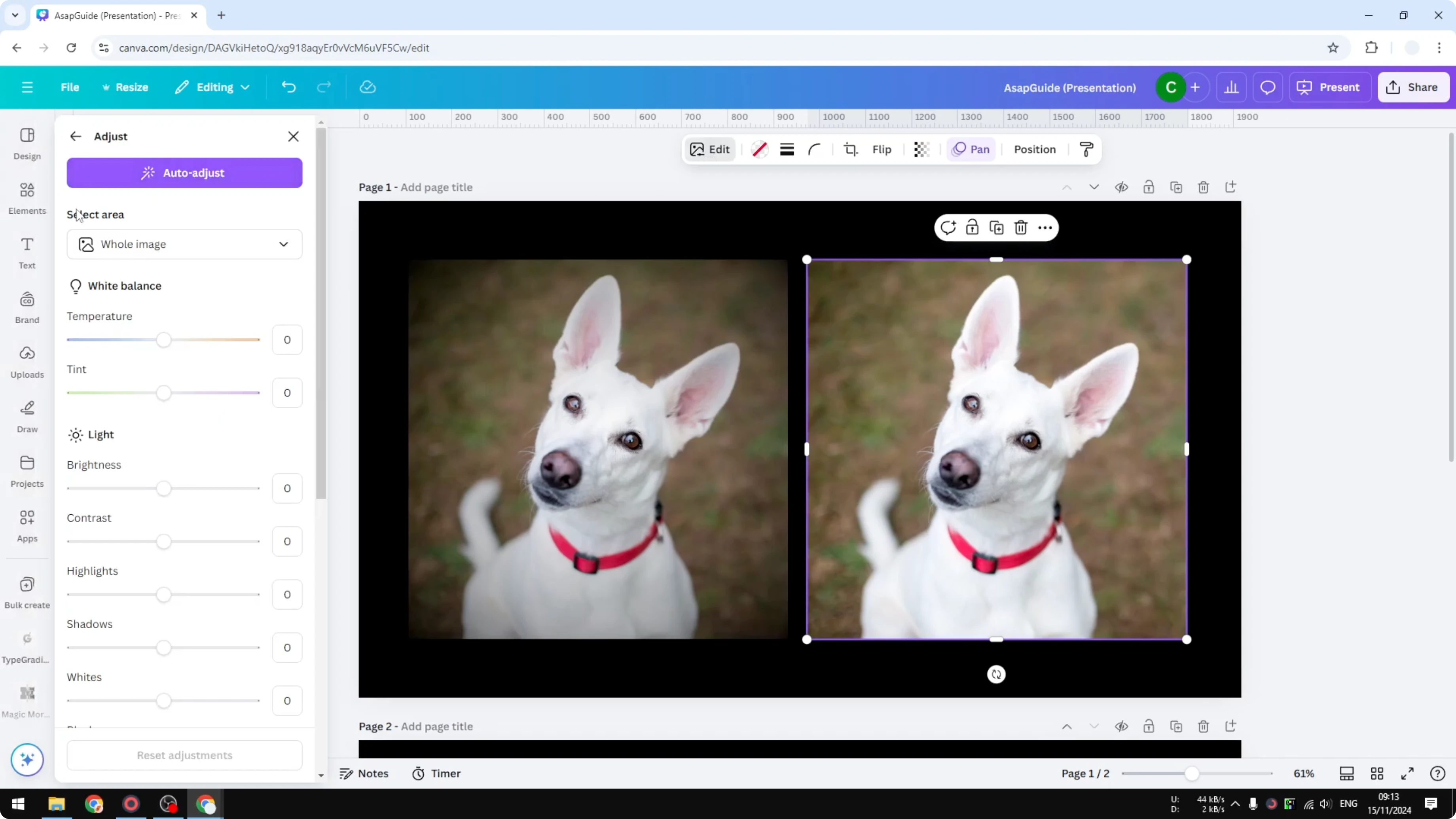 Screenshot from How to Create Vignette Effect for Photo in Canva at 99s