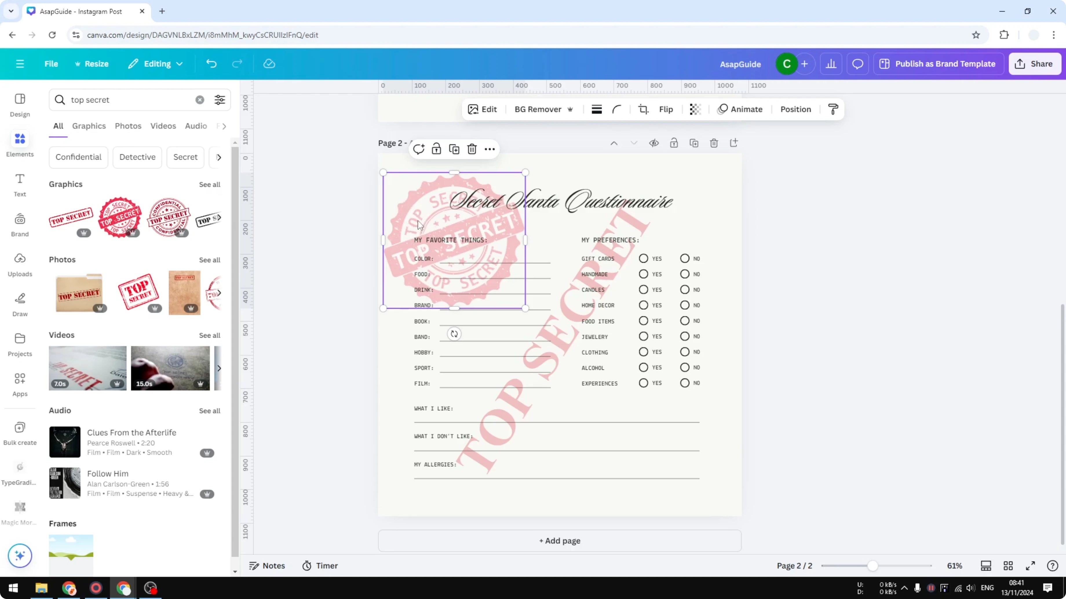 Screenshot from How to Create a Watermark in Canva at 199s