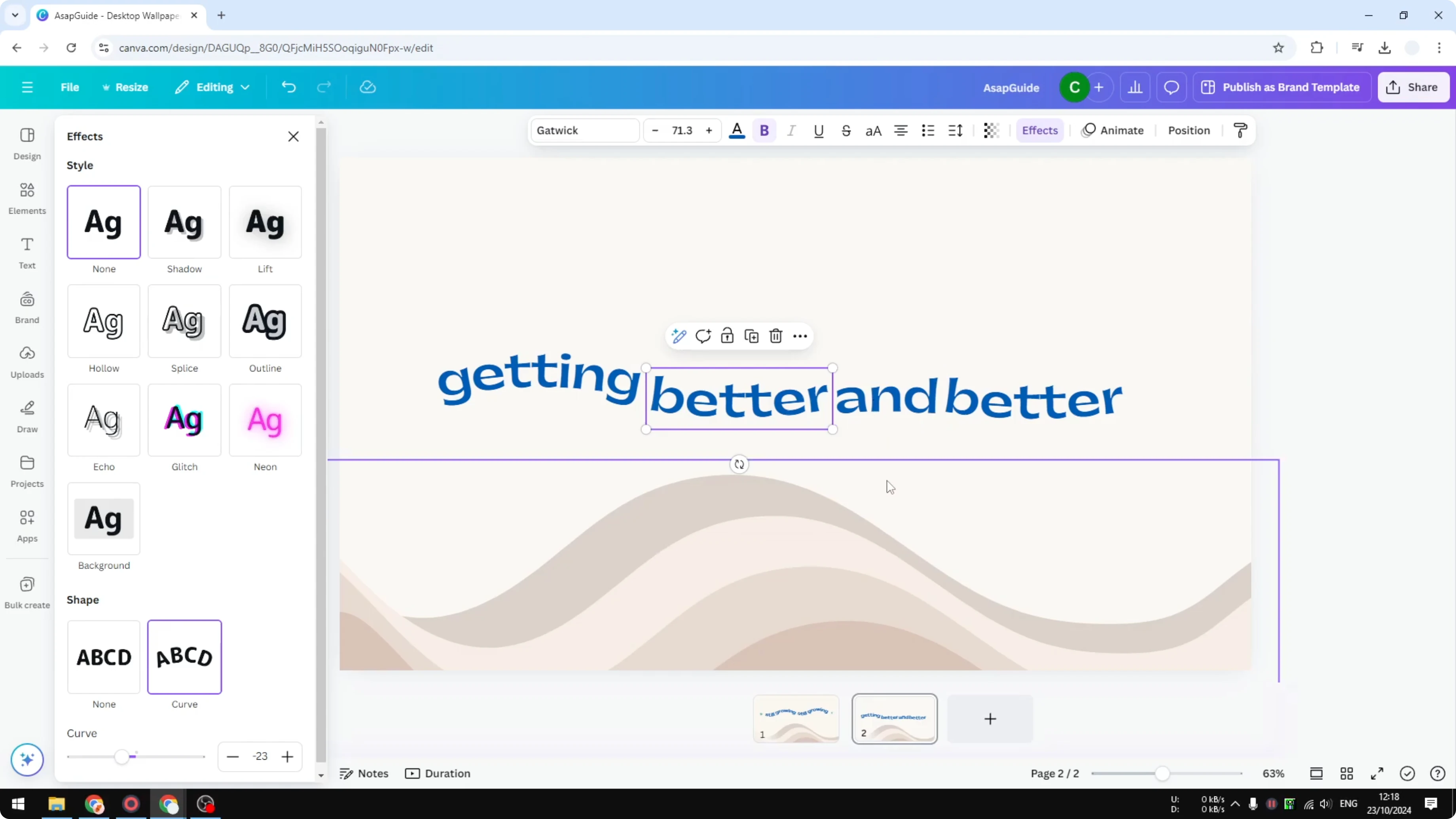 Screenshot from How to Create Wavy Text in Canva at 148s