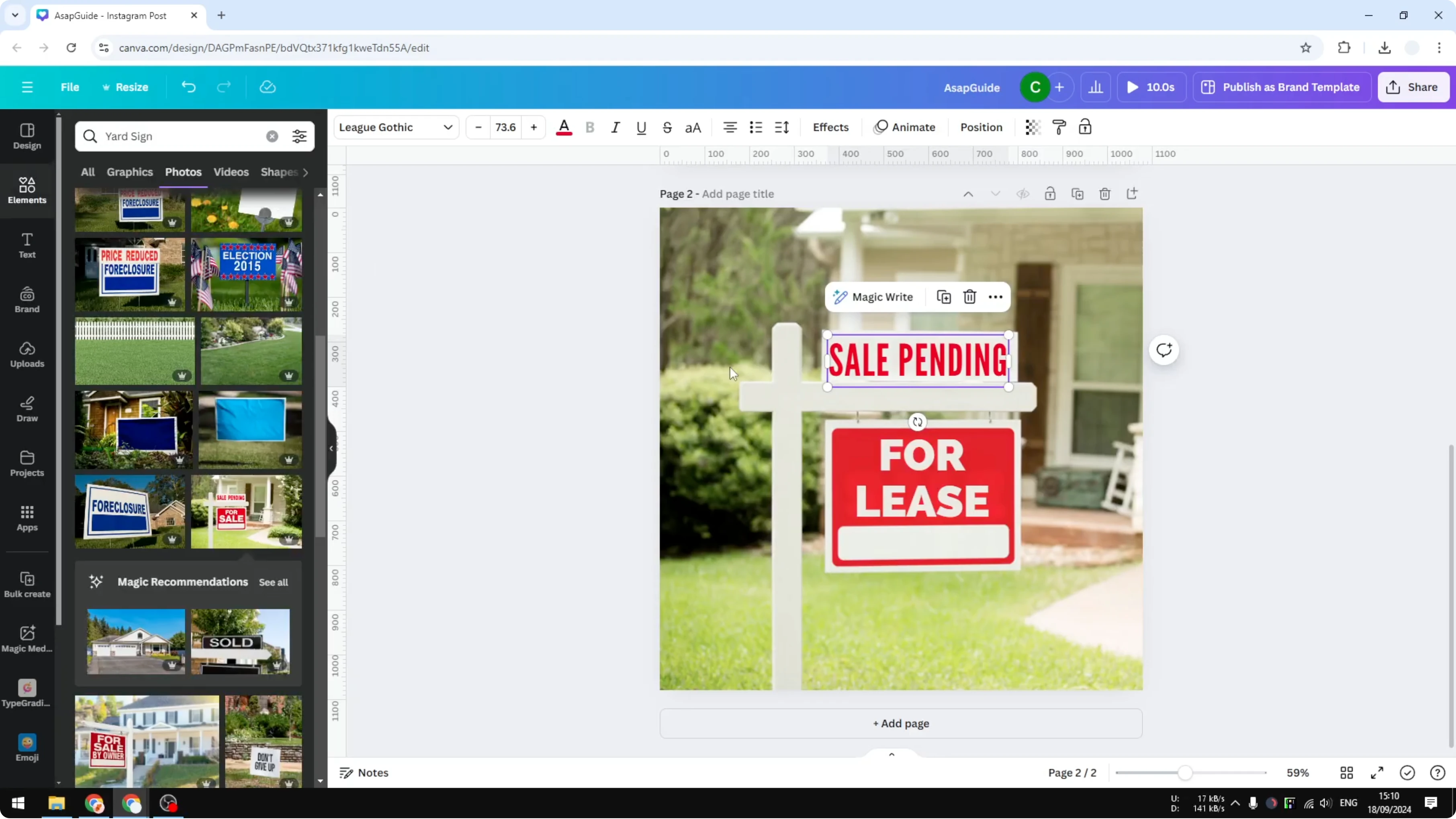 Screenshot from How to Create a Yard Sign in Canva at 148s