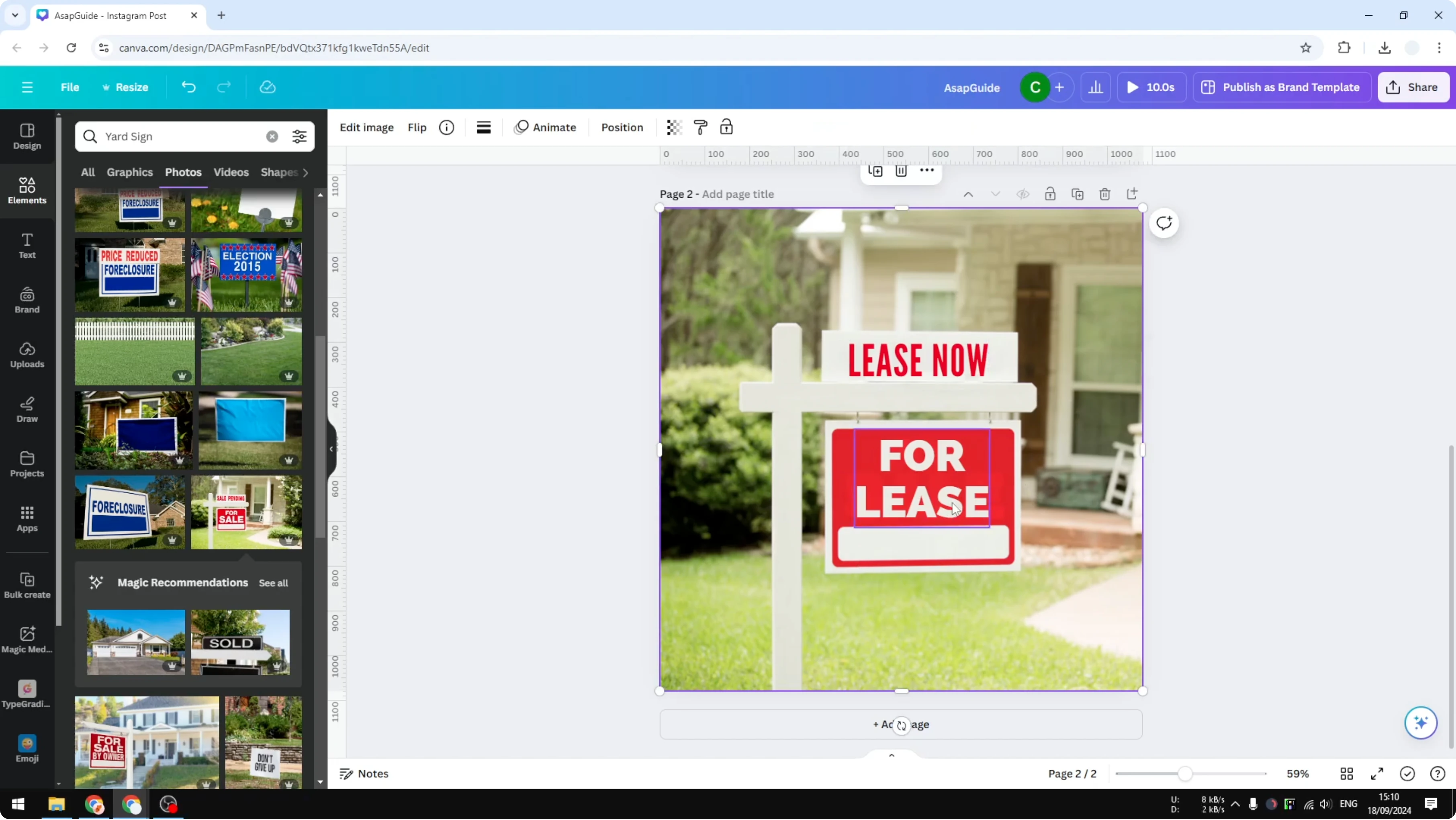 Screenshot from How to Create a Yard Sign in Canva at 156s