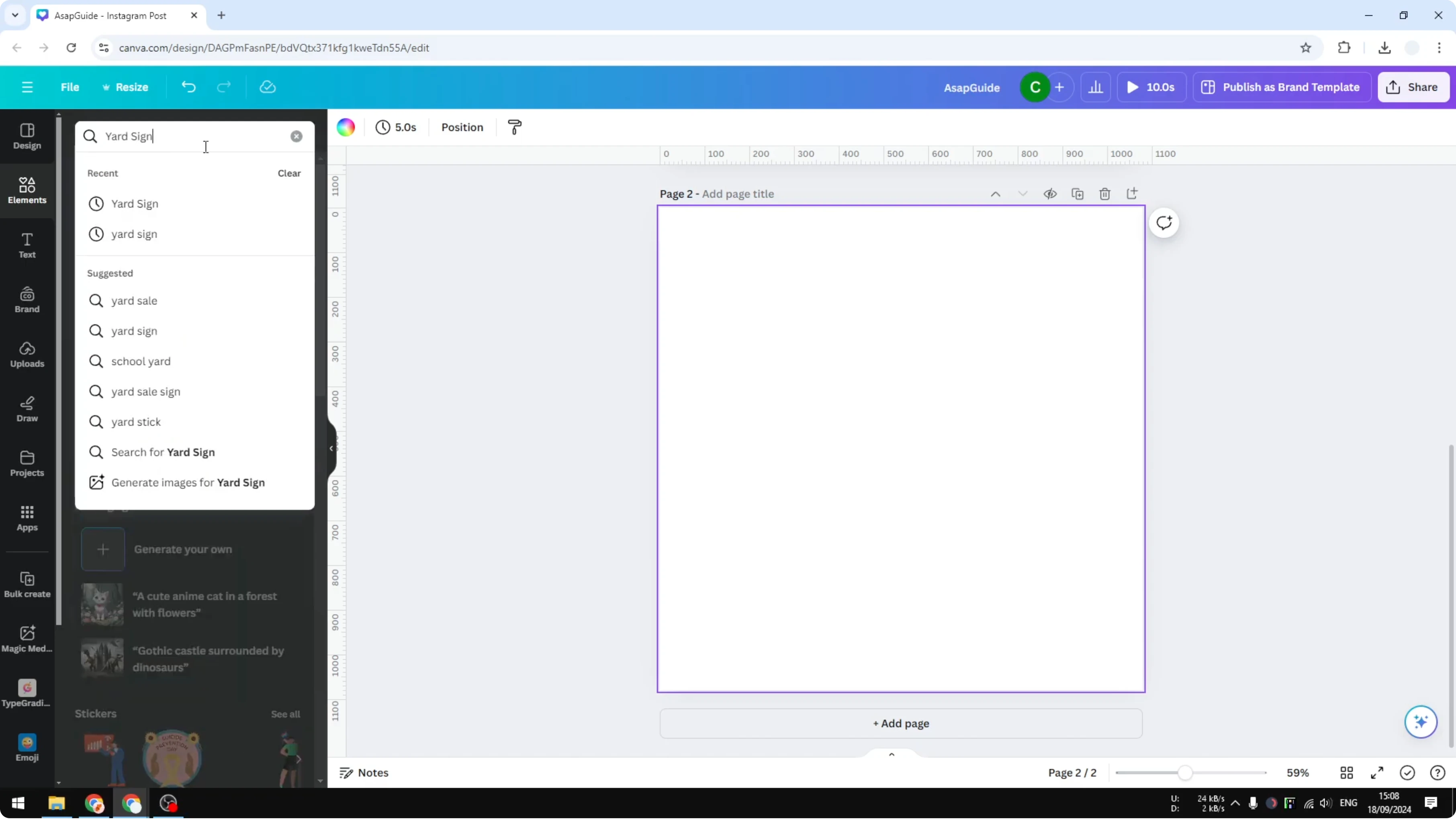 Screenshot from How to Create a Yard Sign in Canva at 36s