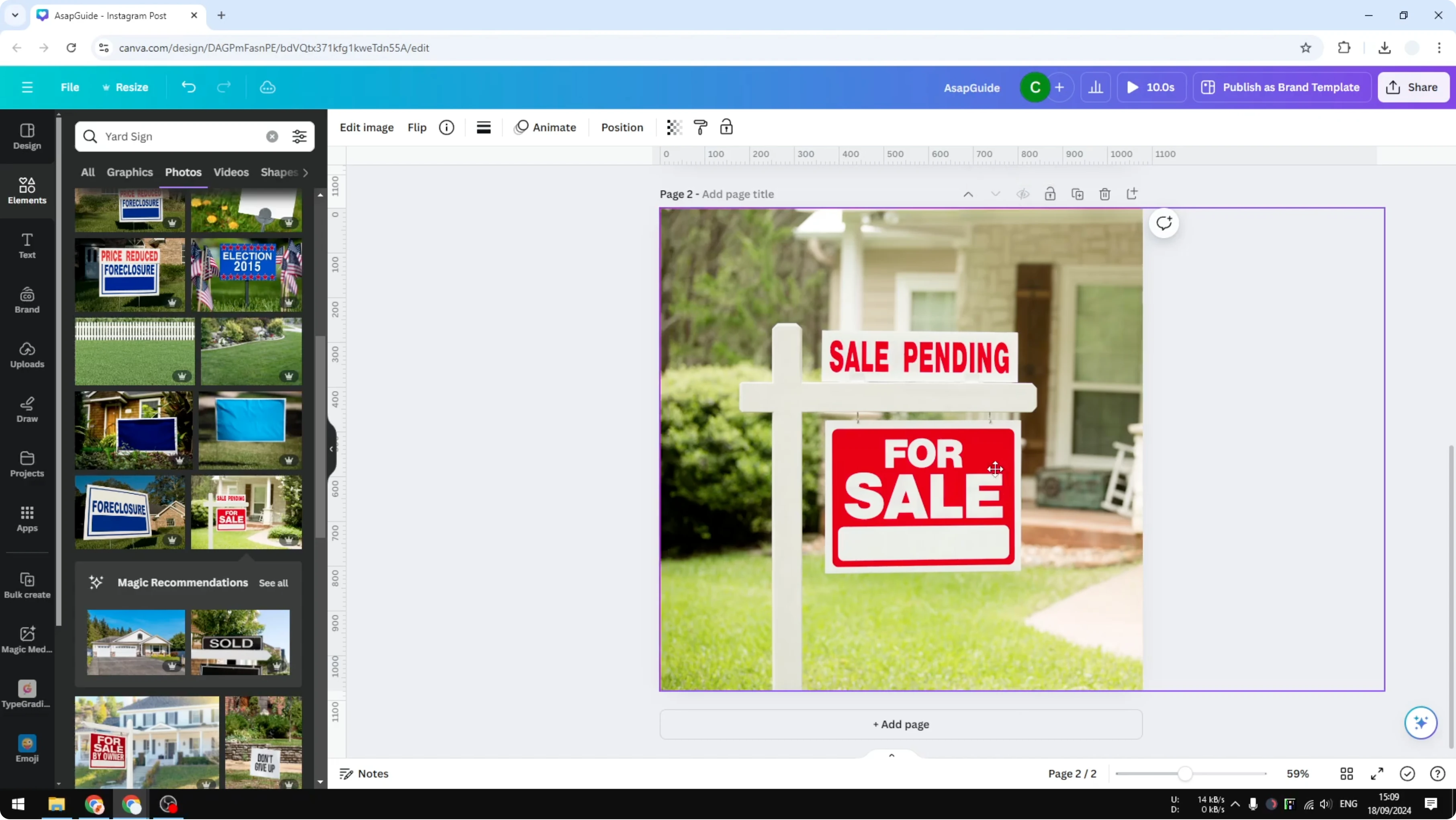 Screenshot from How to Create a Yard Sign in Canva at 53s