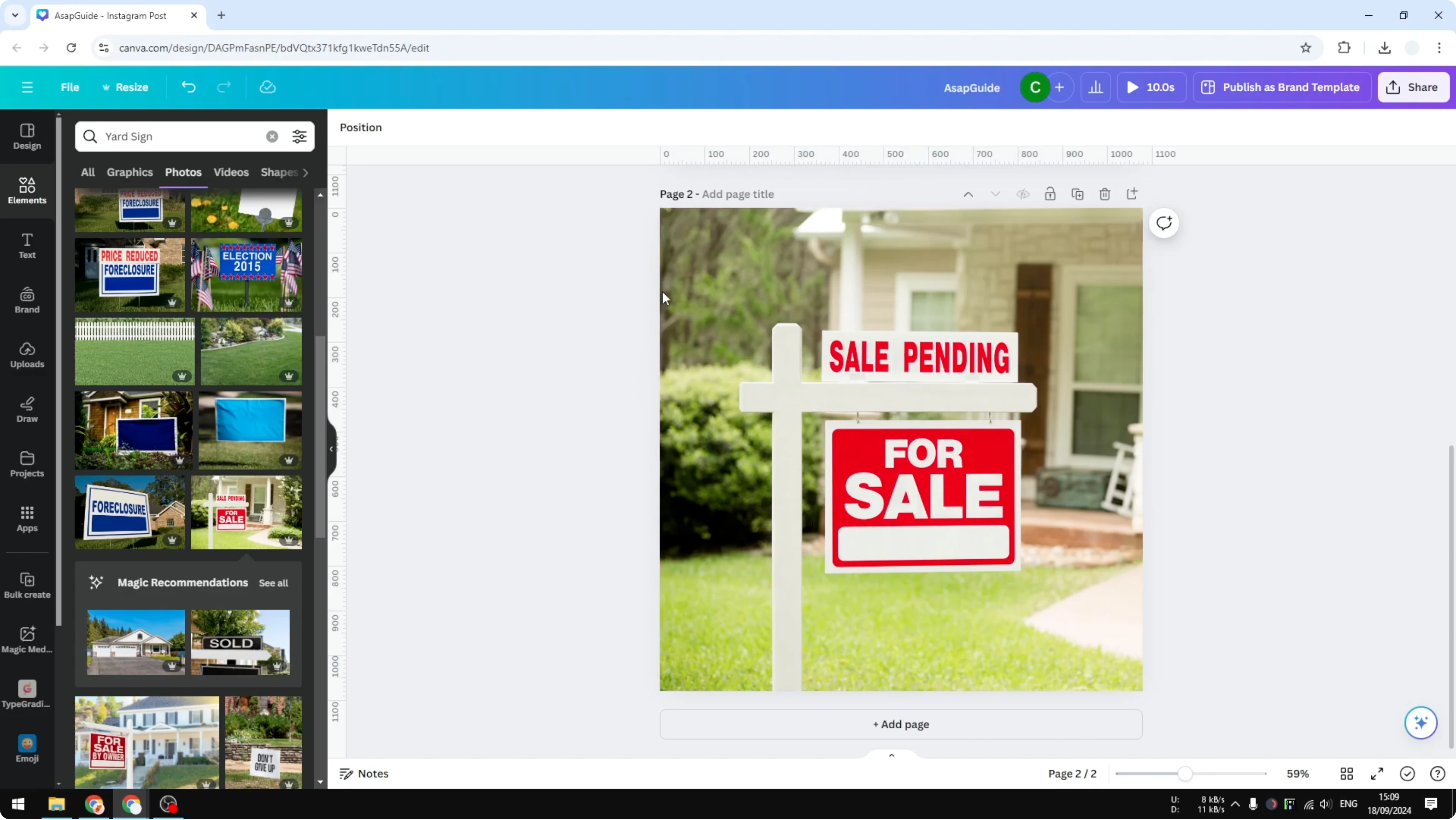 Screenshot from How to Create a Yard Sign in Canva at 65s