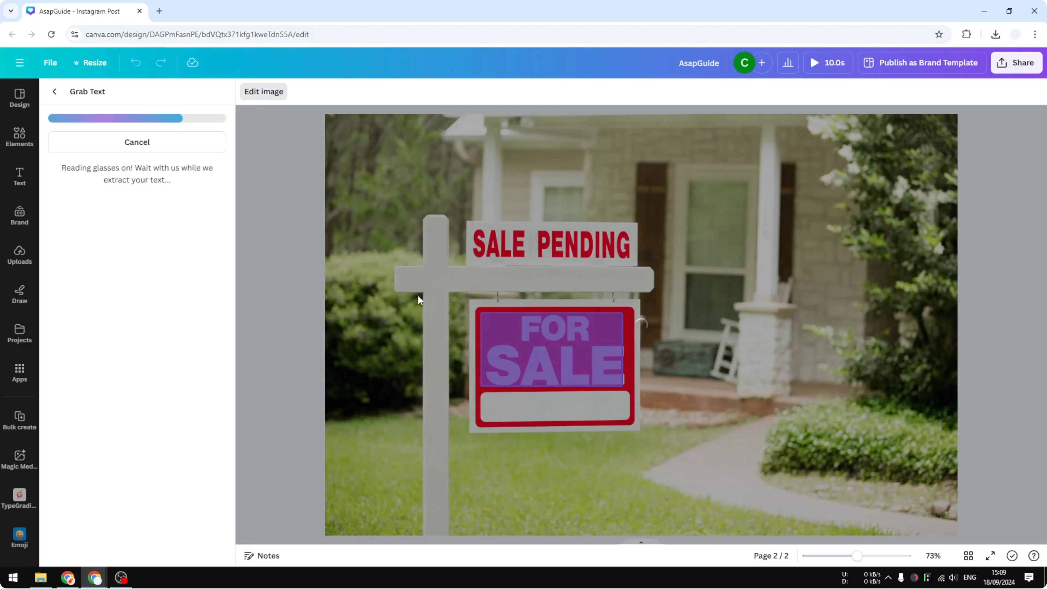 Screenshot from How to Create a Yard Sign in Canva at 91s