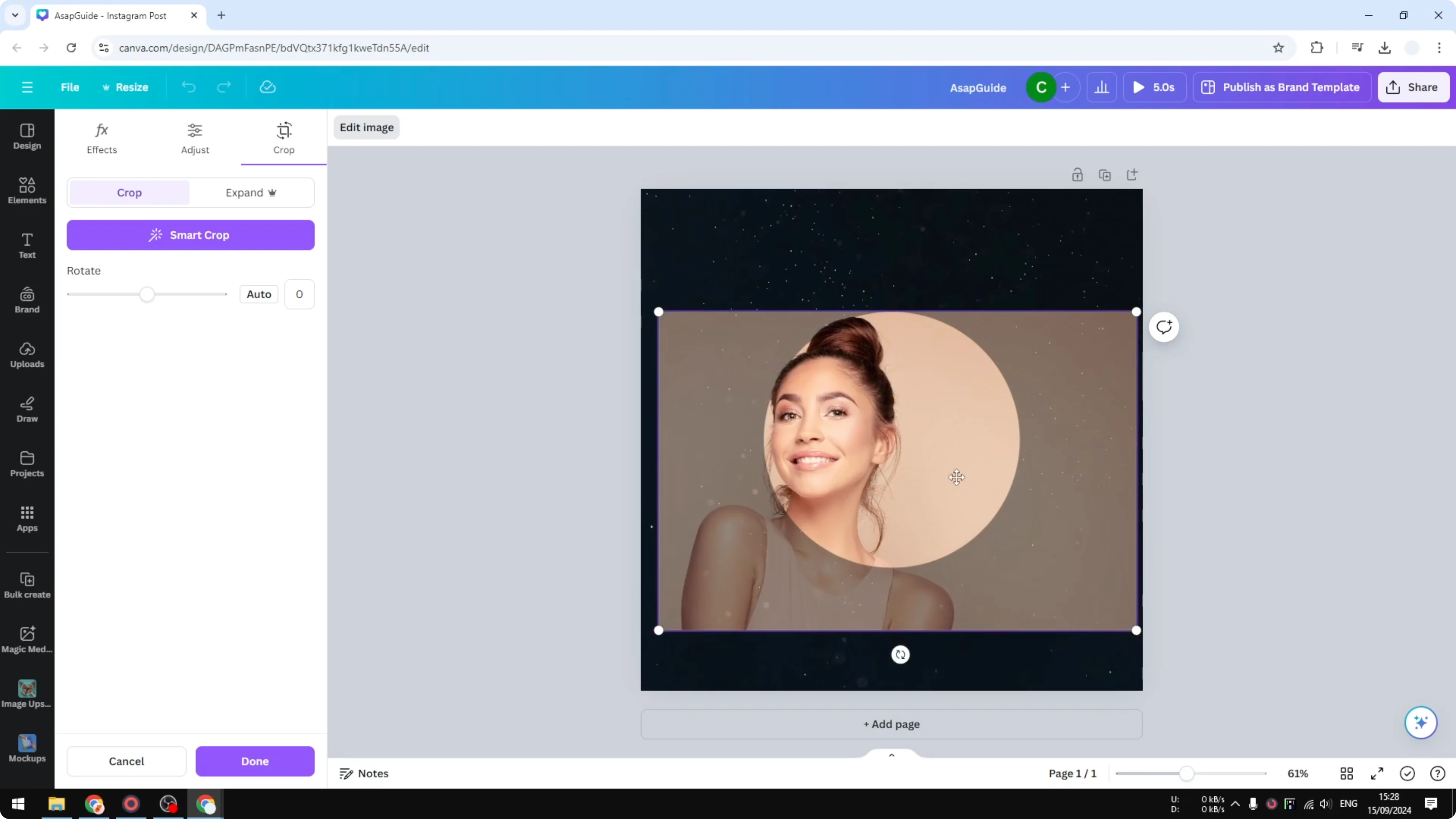 Screenshot from How To Crop A Photo Into A CIRCLE In Canva at 108s