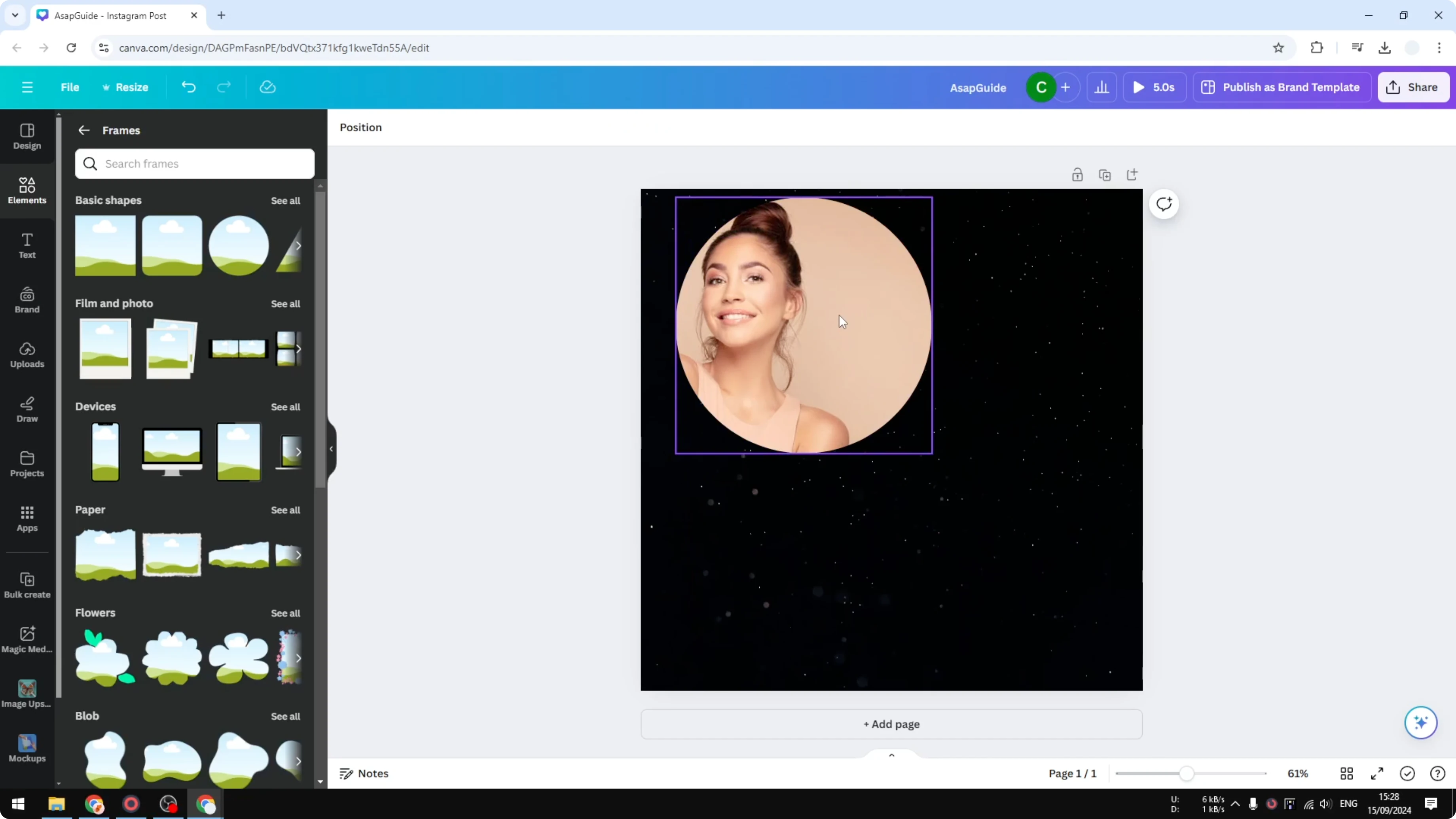 Screenshot from How To Crop A Photo Into A CIRCLE In Canva at 73s