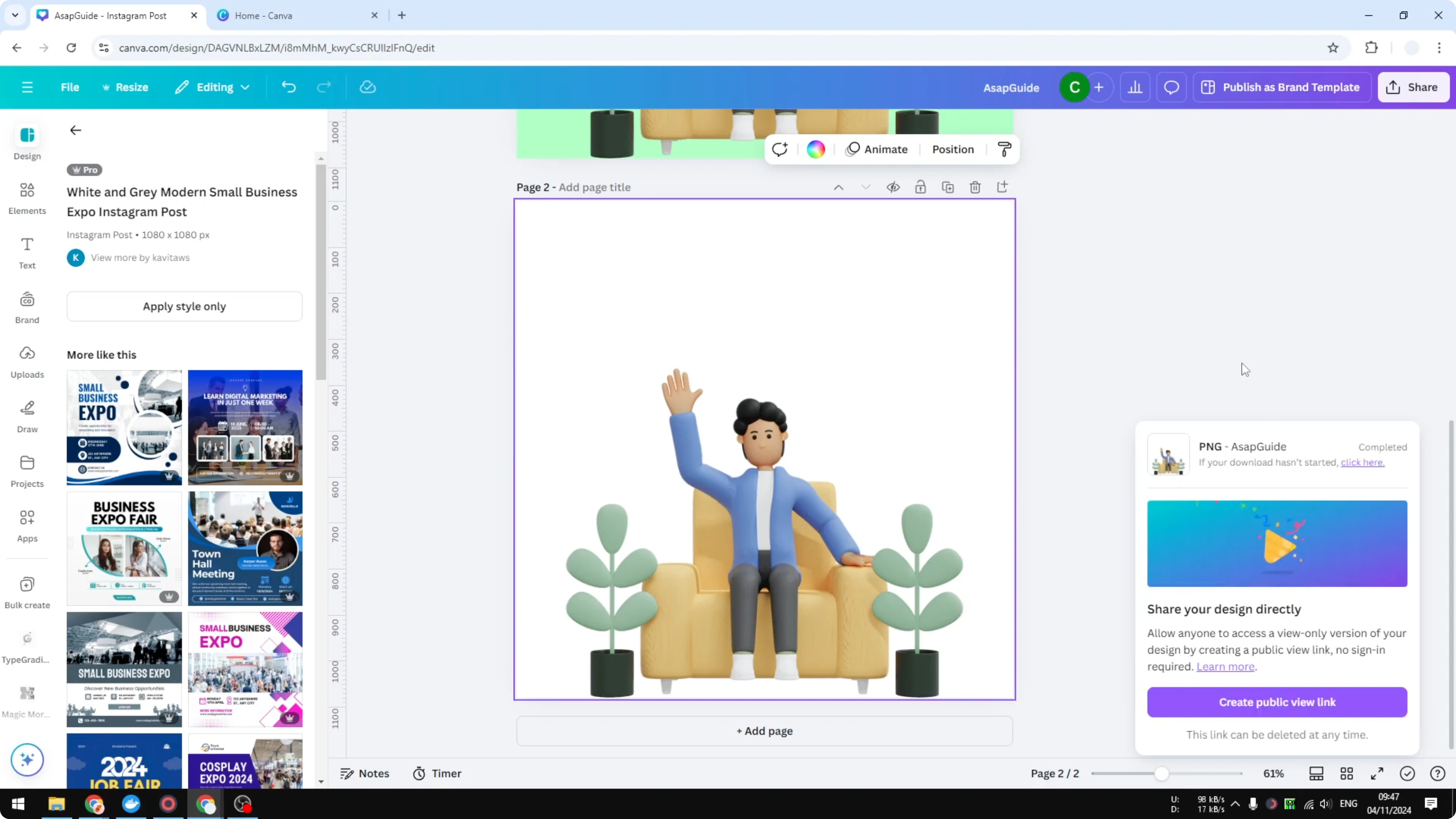 Screenshot from How to Download Individual Canva Elements at 102s