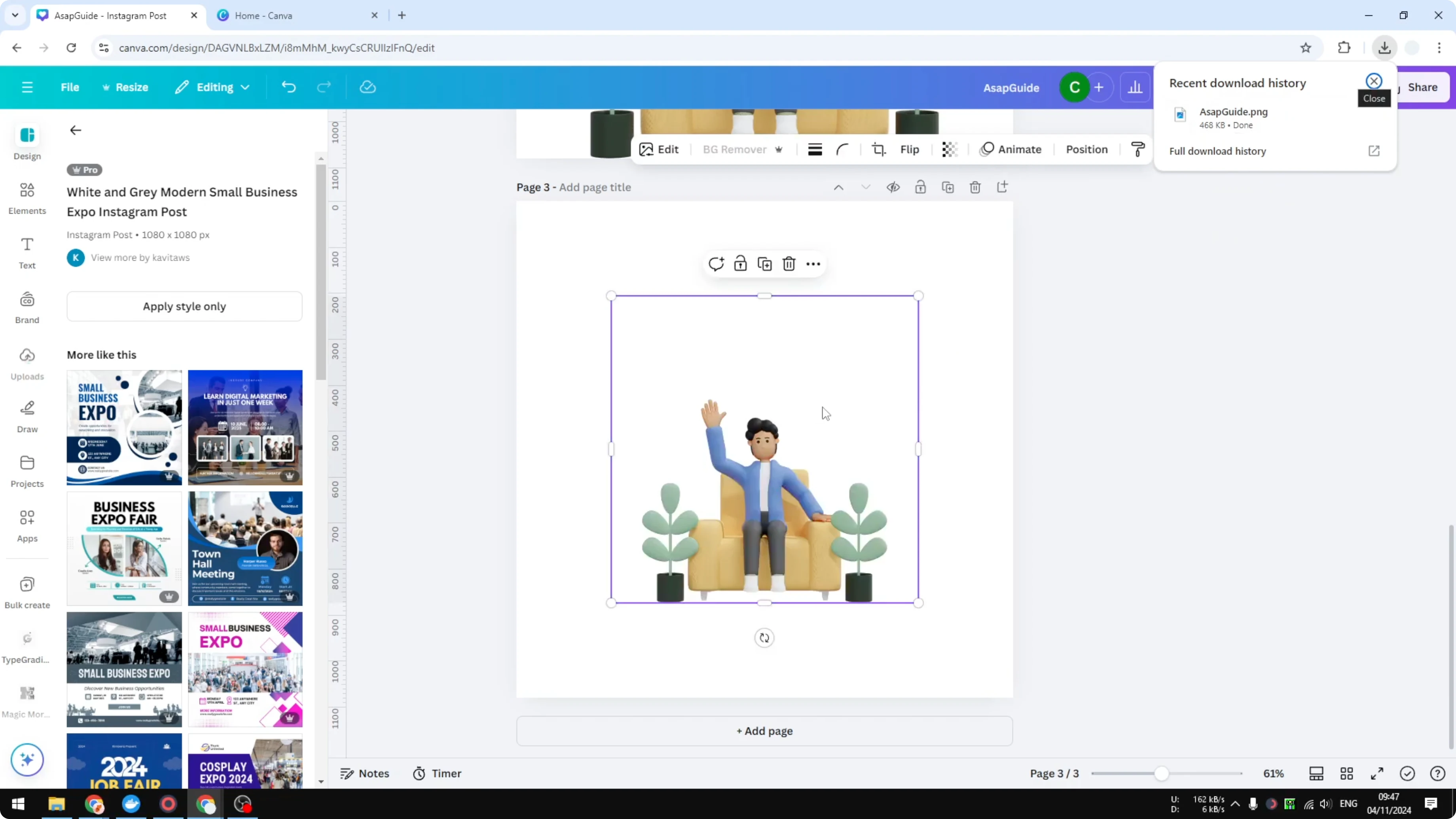 Screenshot from How to Download Individual Canva Elements at 110s