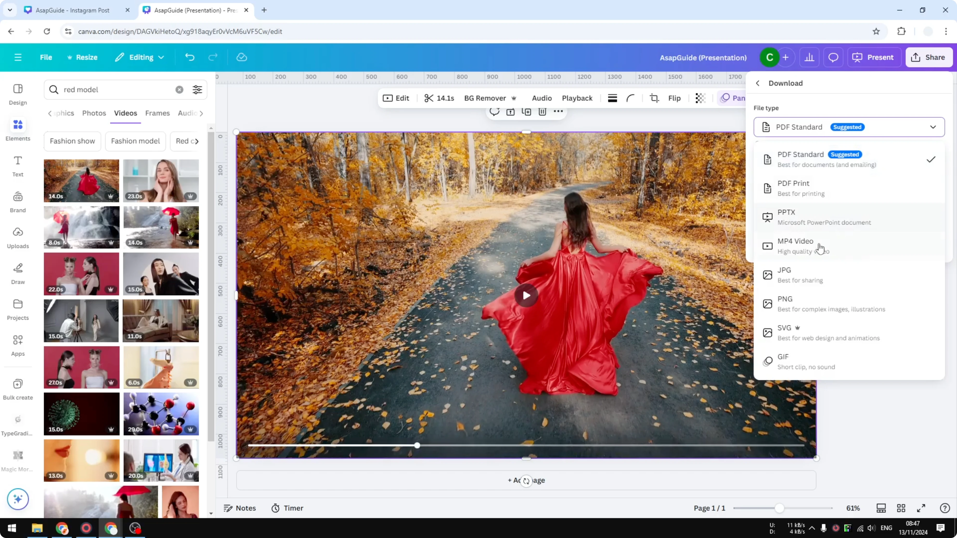 Screenshot from How to Download Stock Video from Canva at 79s