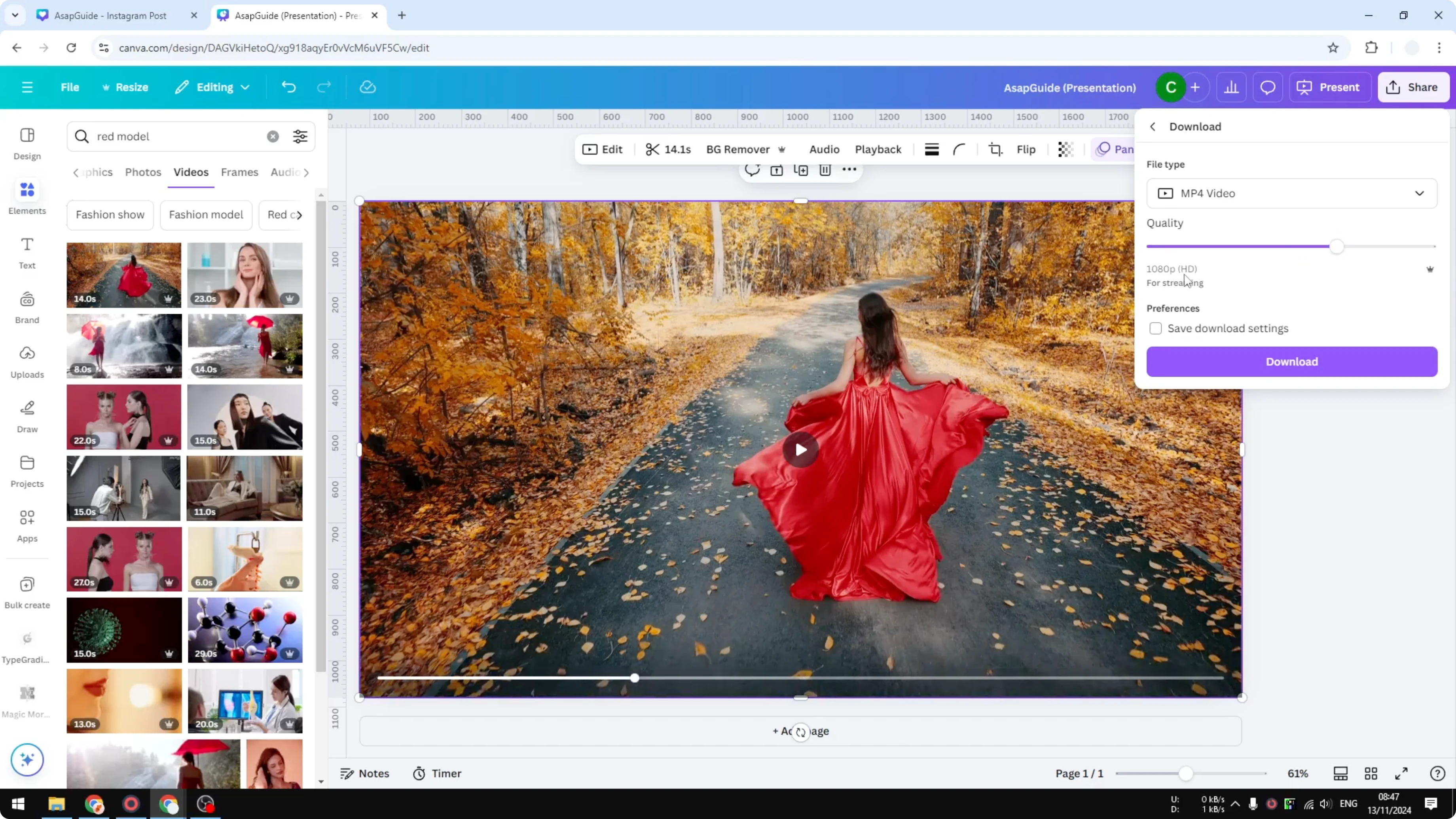 Screenshot from How to Download Stock Video from Canva at 85s