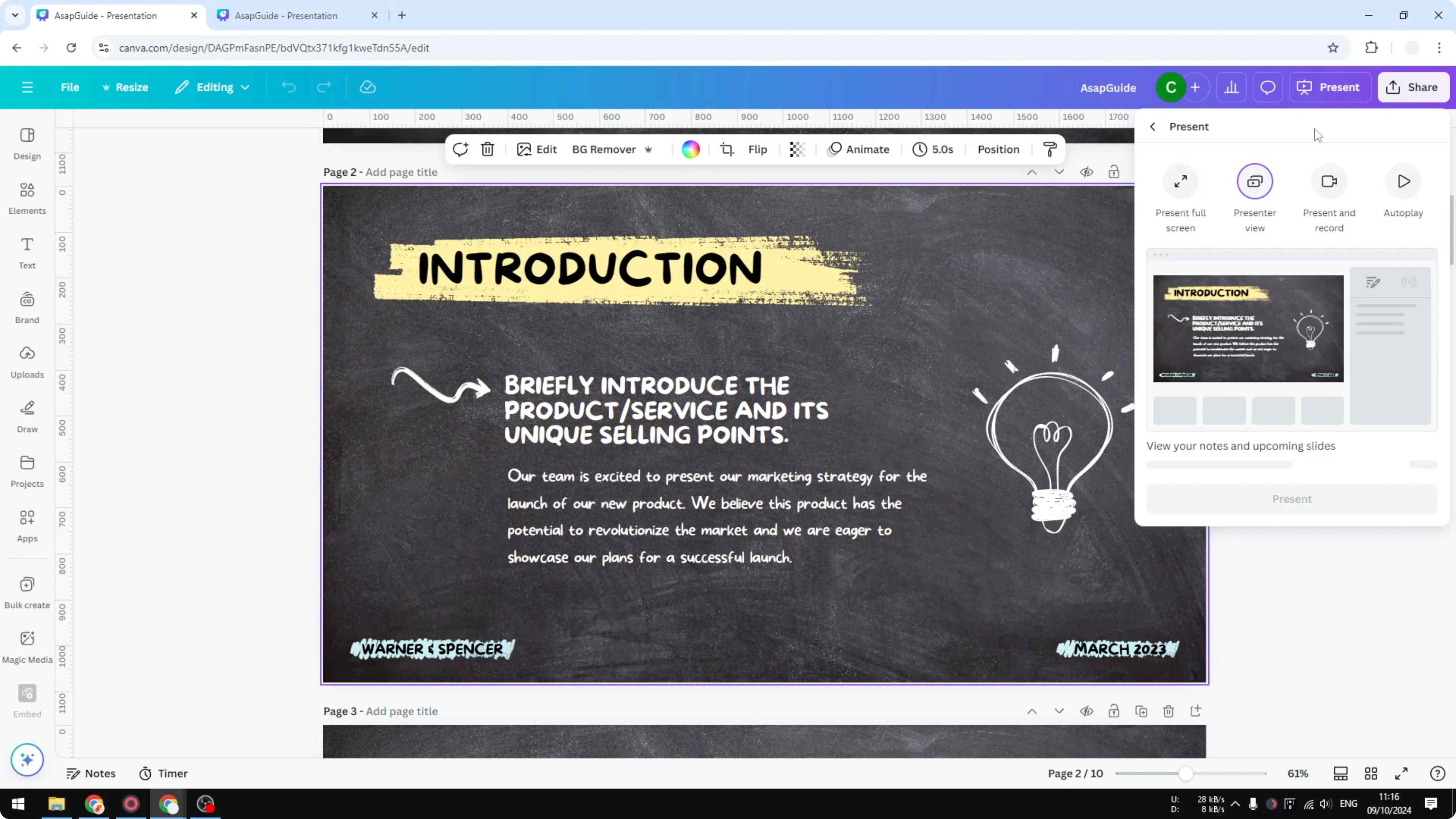 Screenshot from How to Draw Anotate While Presenting in Canva at 129s