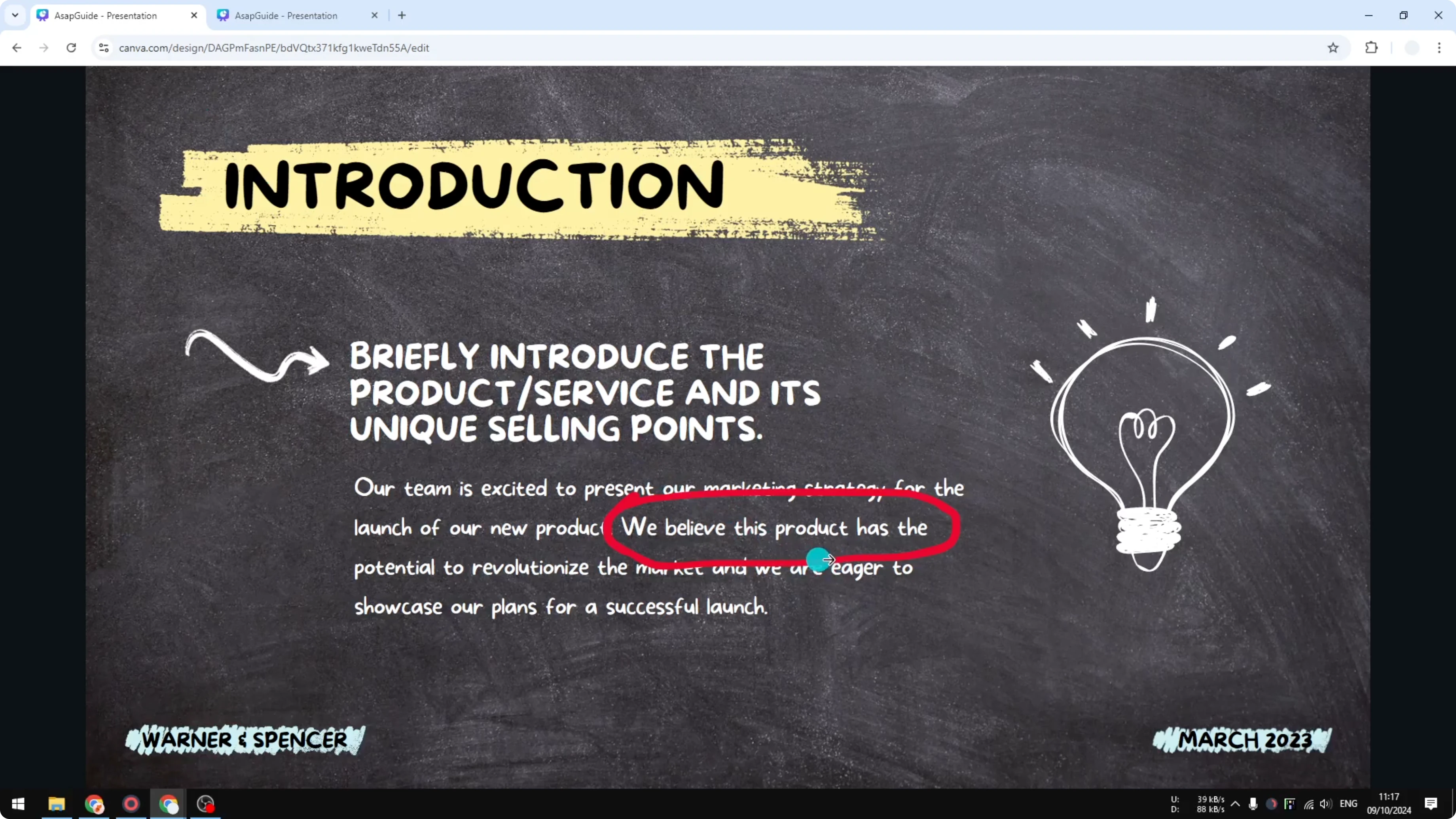 Screenshot from How to Draw Anotate While Presenting in Canva at 192s