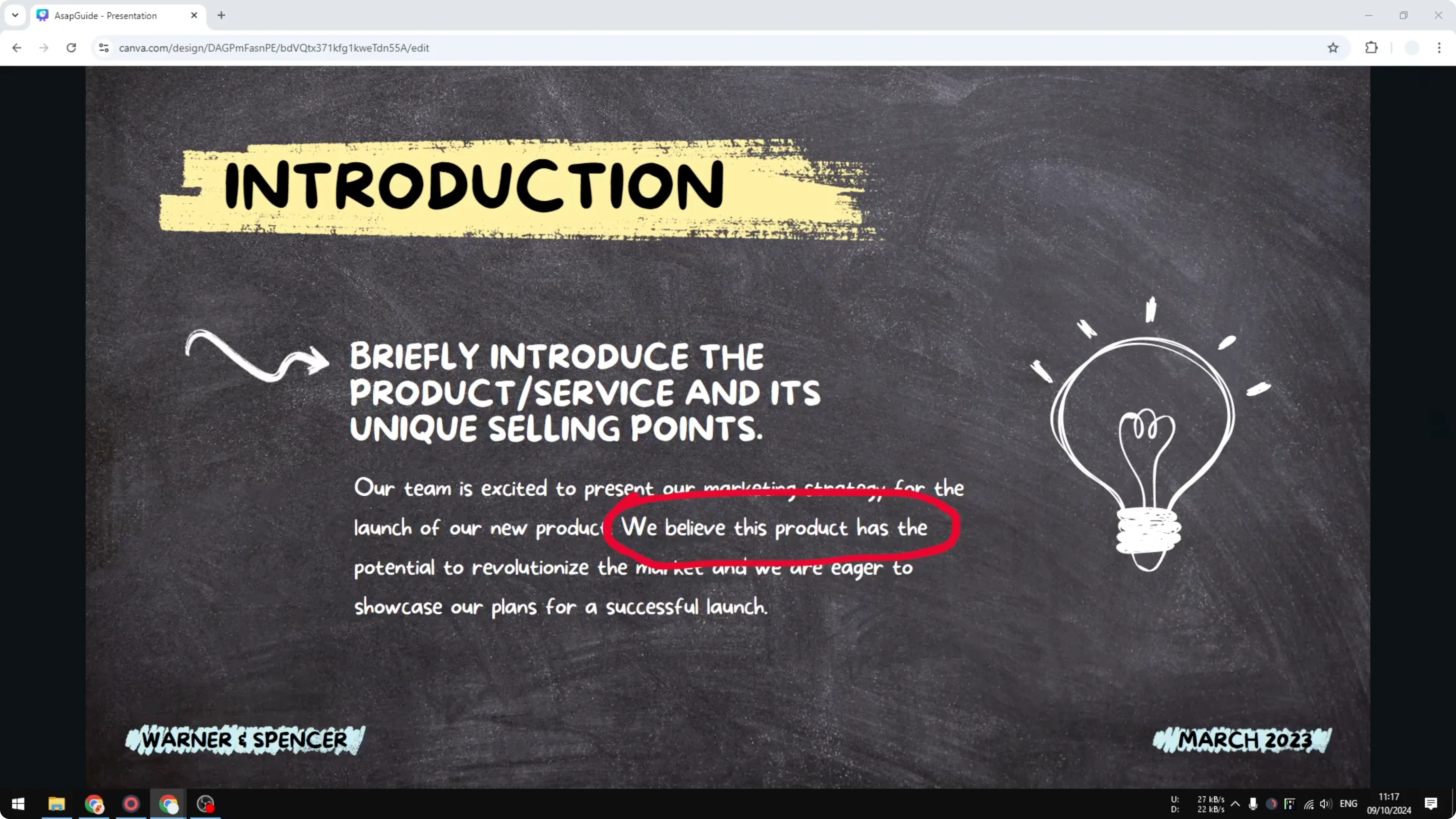 Screenshot from How to Draw Anotate While Presenting in Canva at 201s