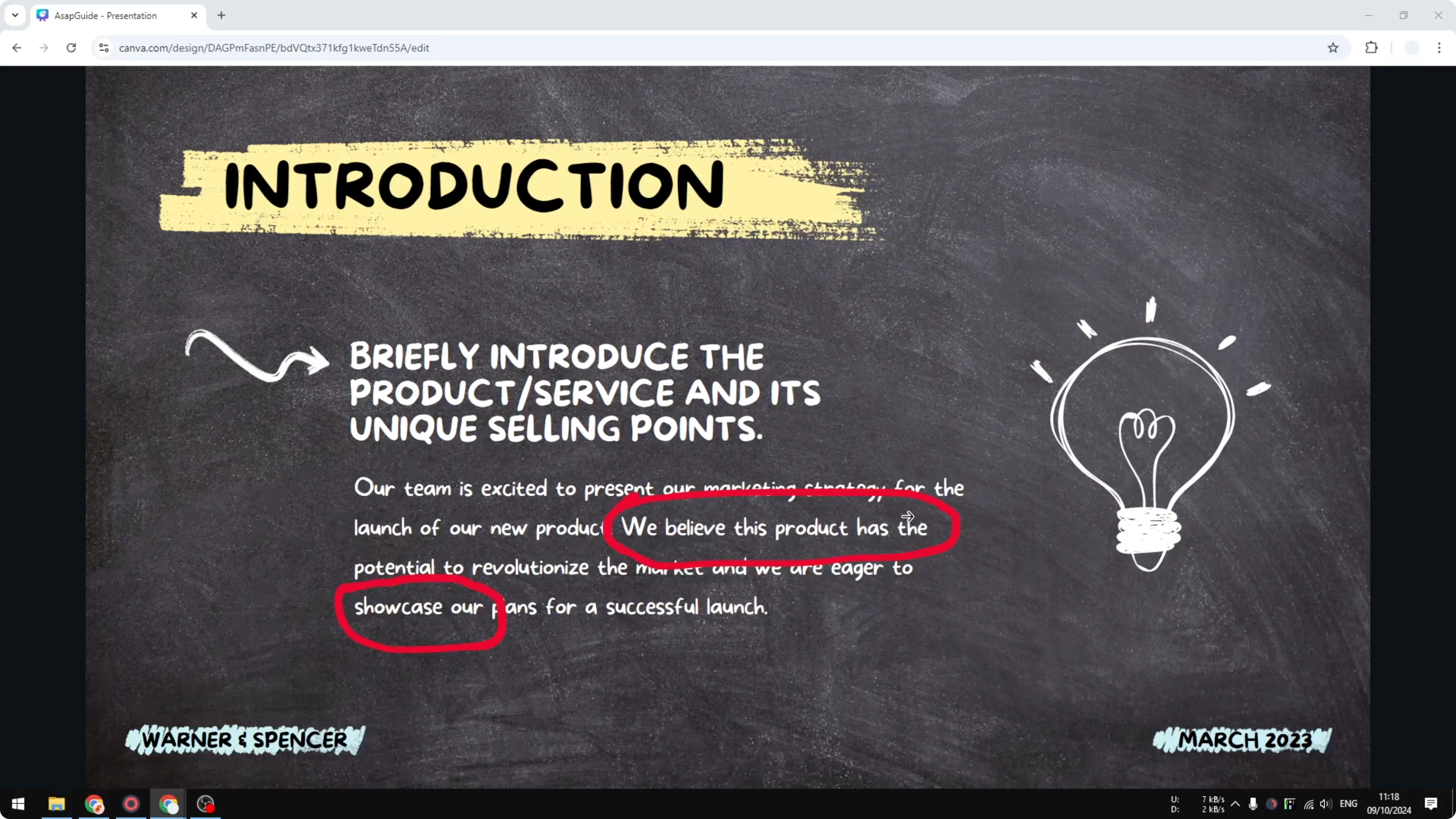 Screenshot from How to Draw Anotate While Presenting in Canva at 228s