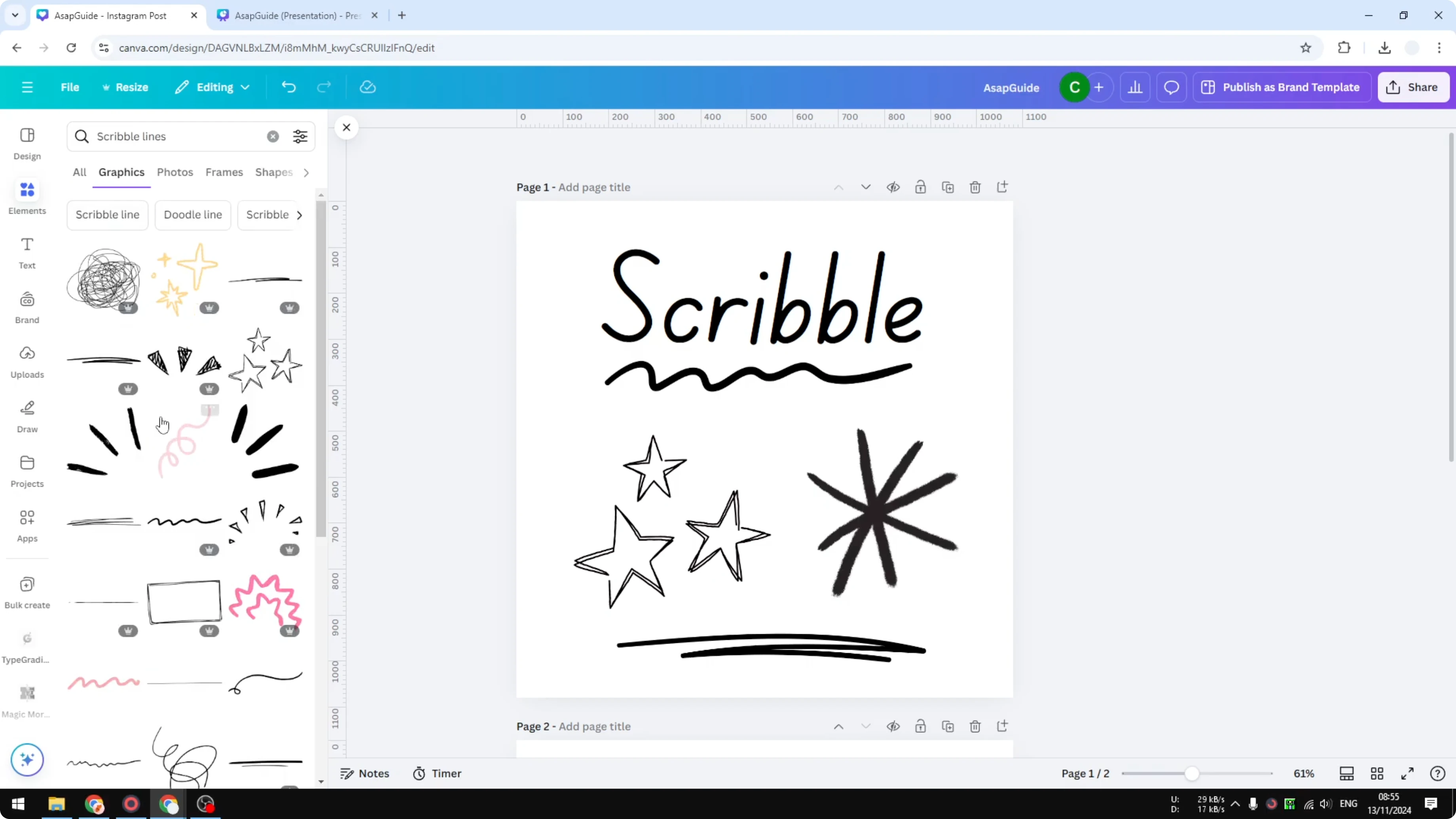 Screenshot from How to Draw Your Own Lines on Canva at 107s