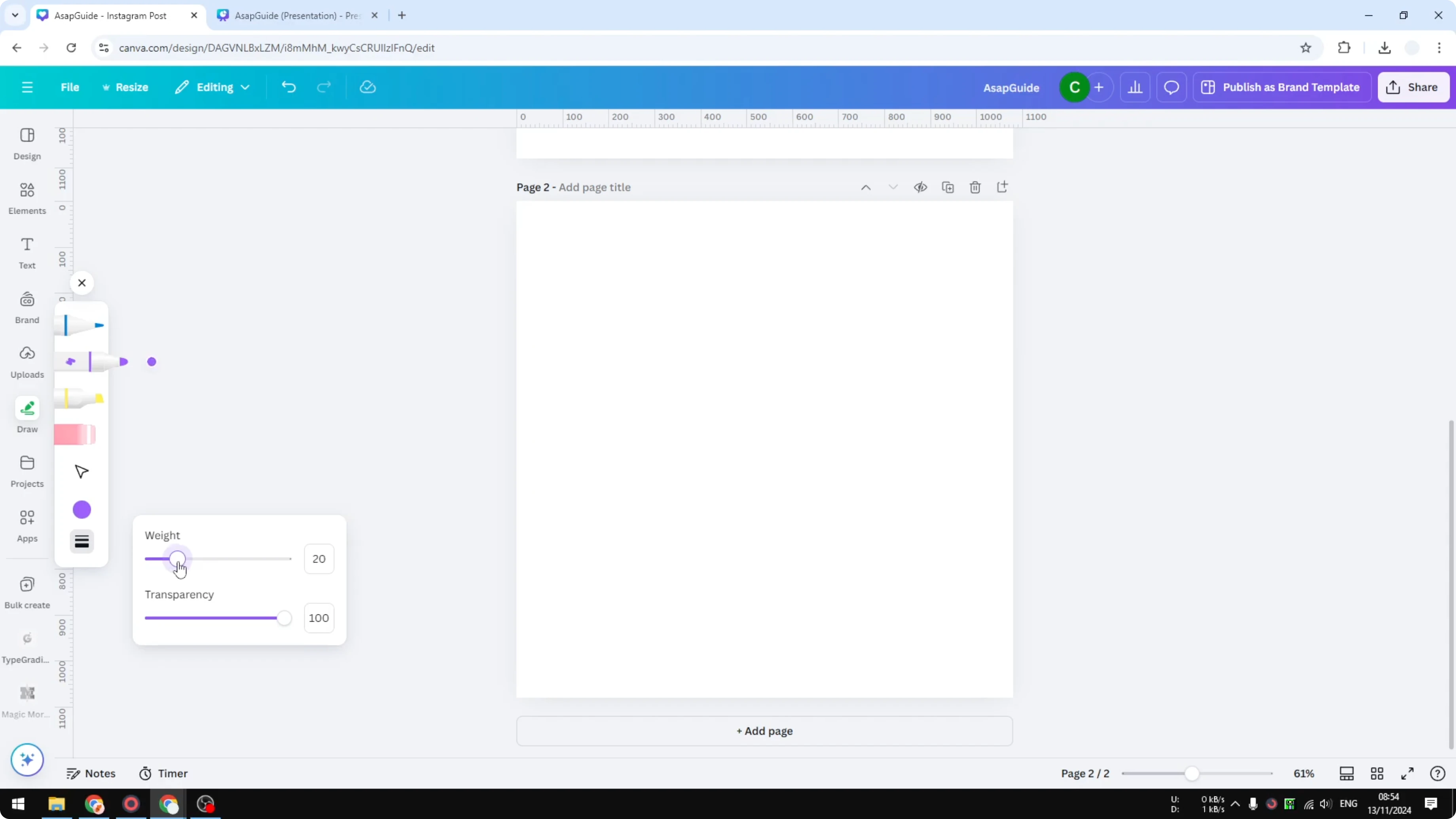 Screenshot from How to Draw Your Own Lines on Canva at 50s