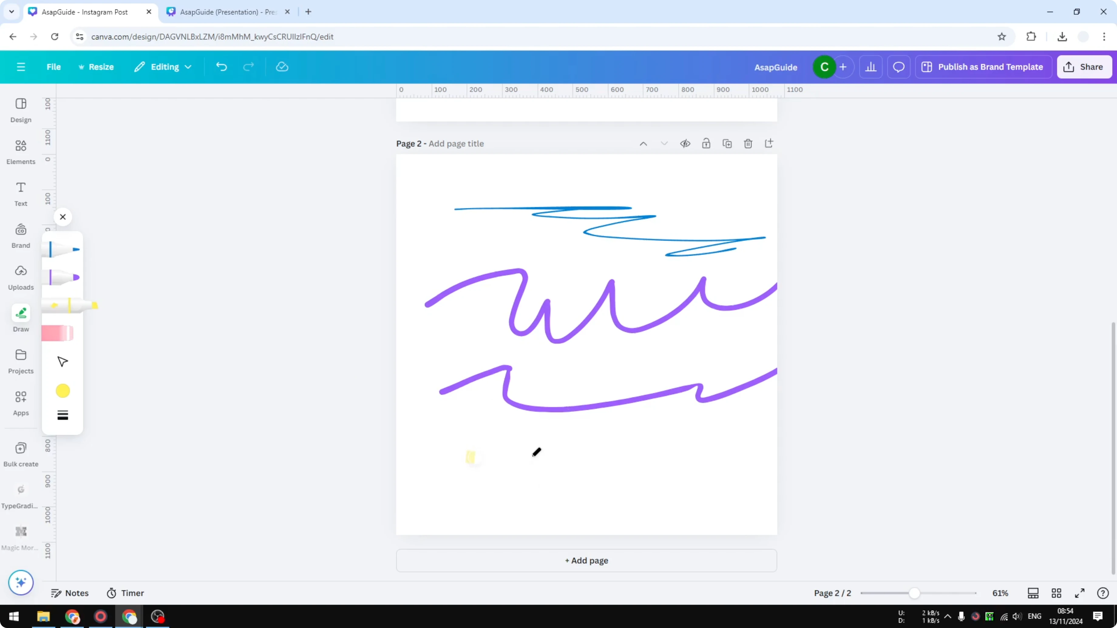Screenshot from How to Draw Your Own Lines on Canva at 63s