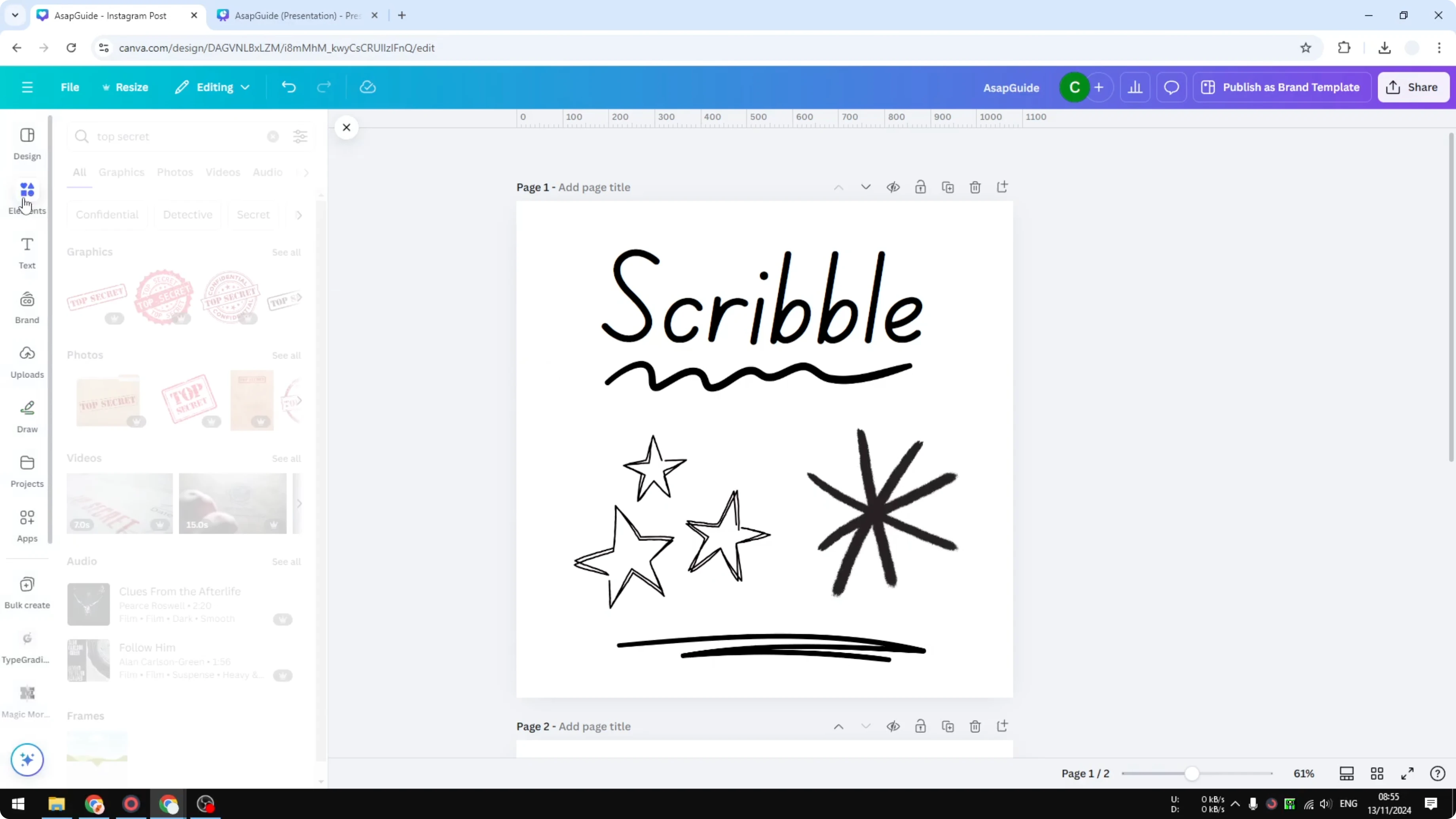 Screenshot from How to Draw Your Own Lines on Canva at 96s