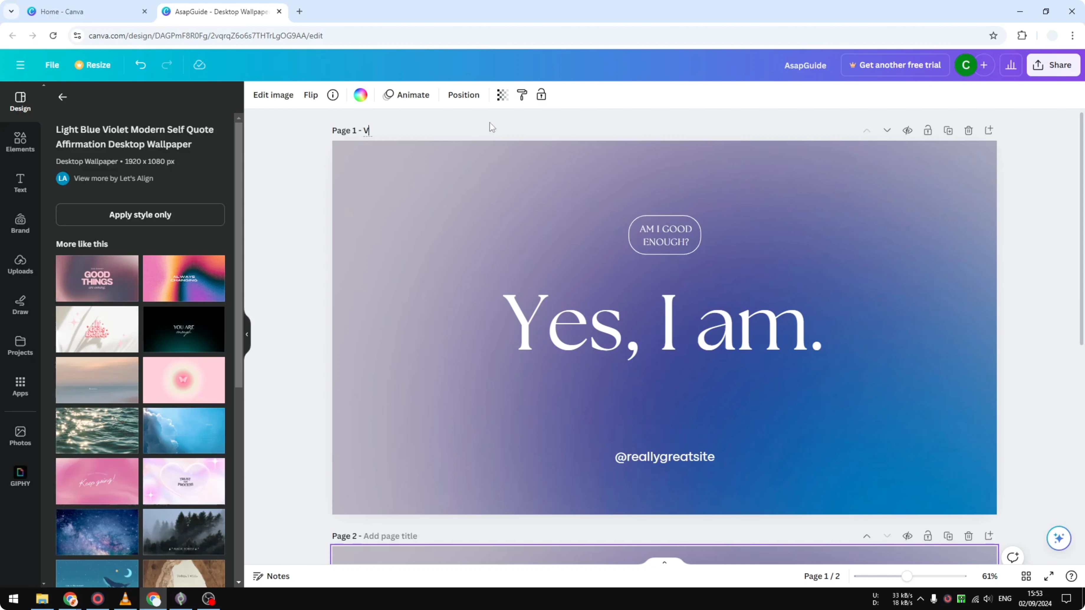 Screenshot from How To Duplicate Pages In Canva Tutorial at 65s