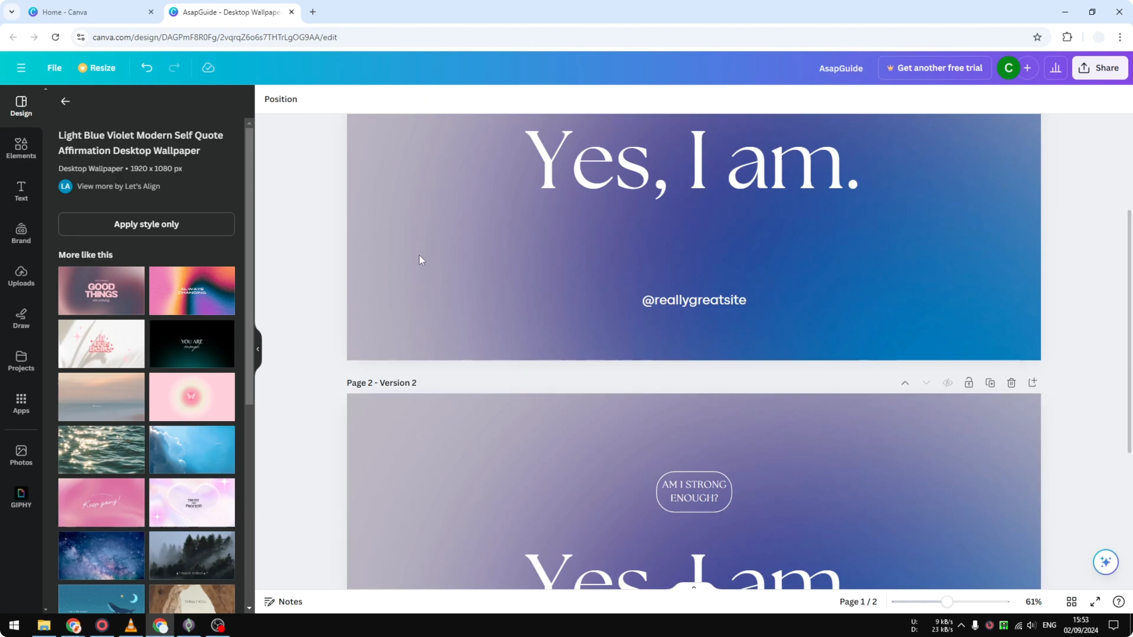 Screenshot from How To Duplicate Pages In Canva Tutorial at 74s