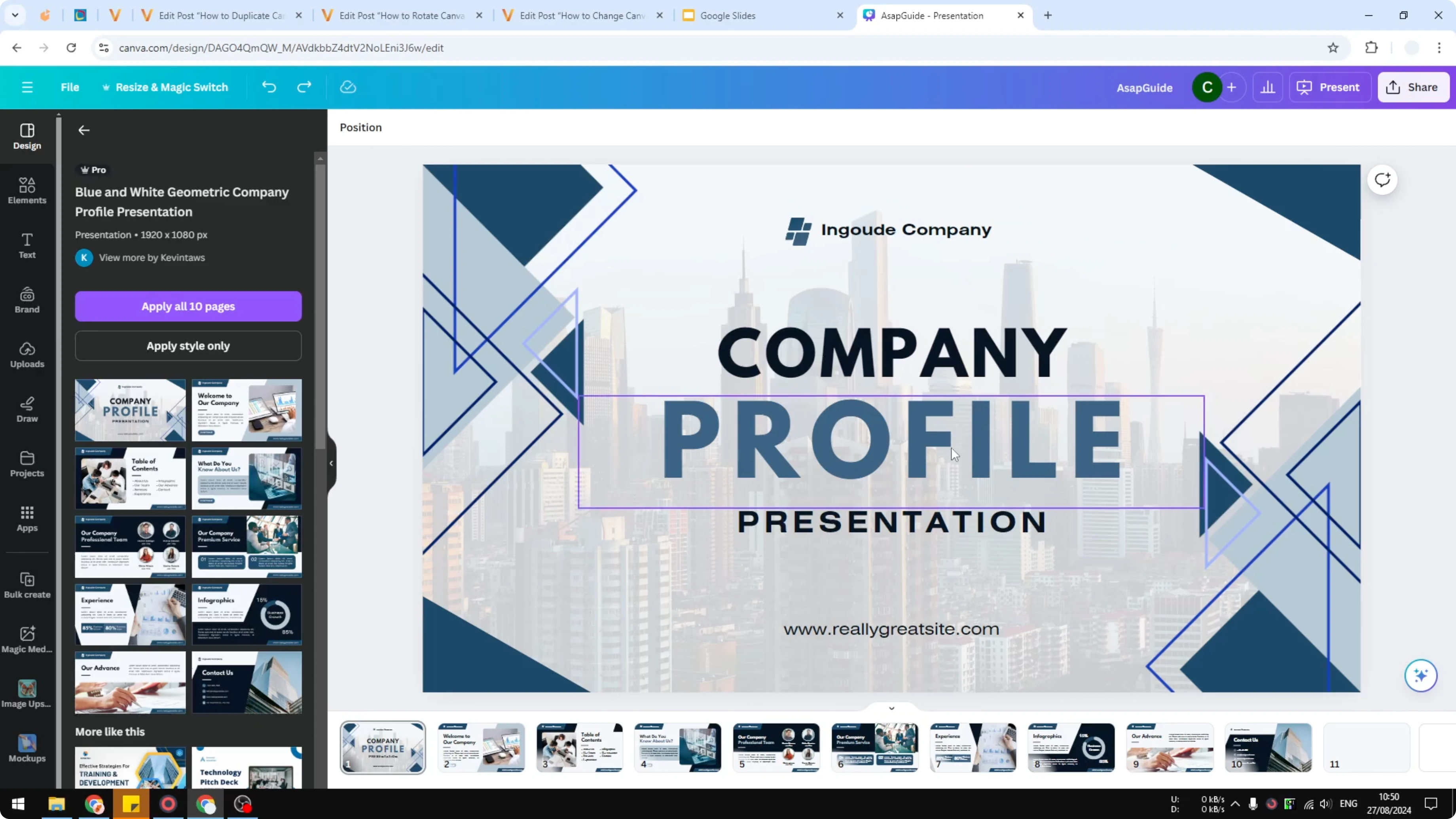 Screenshot from How to Duplicate a Slide in Canva at 14s