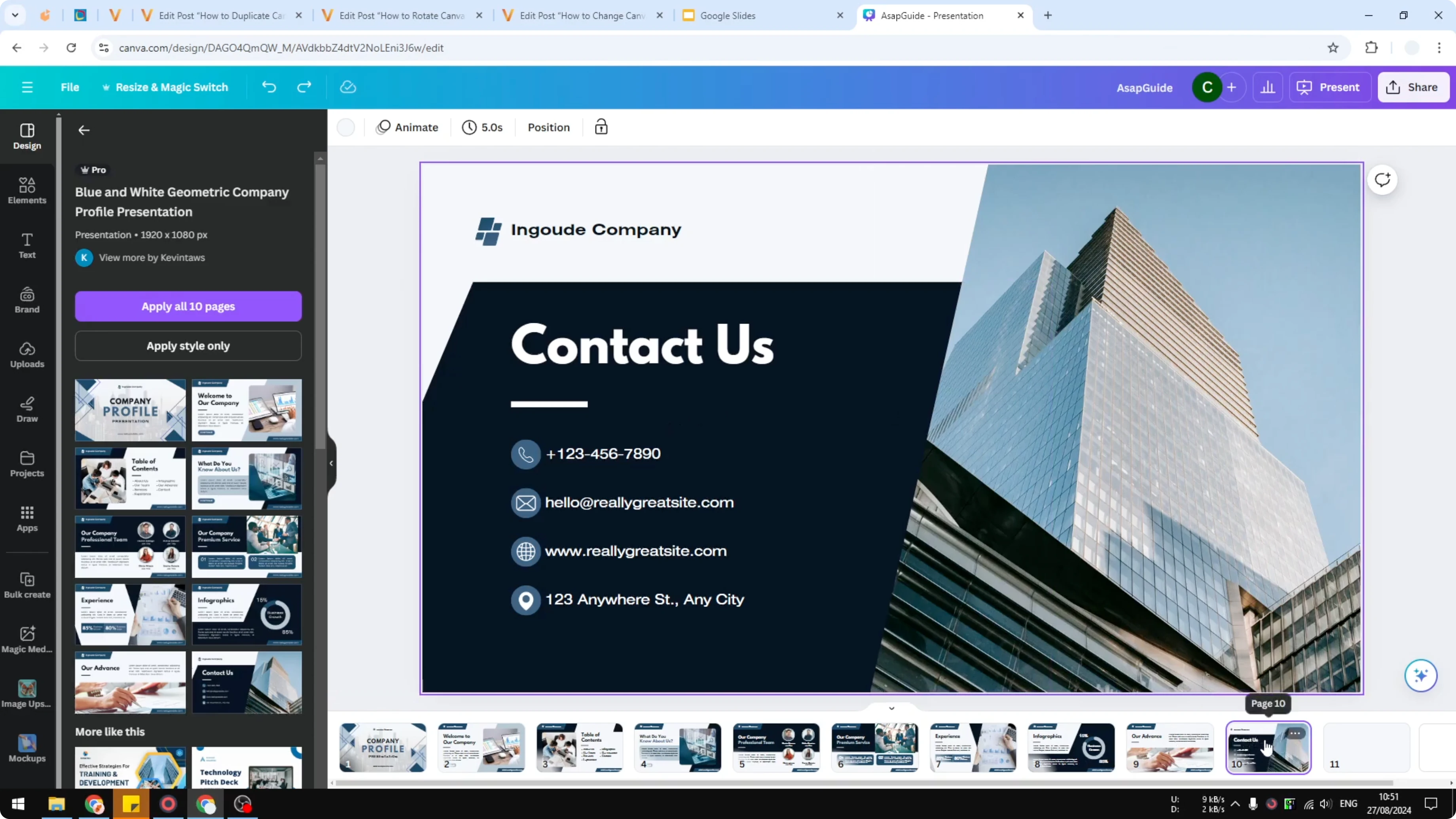 Screenshot from How to Duplicate a Slide in Canva at 28s