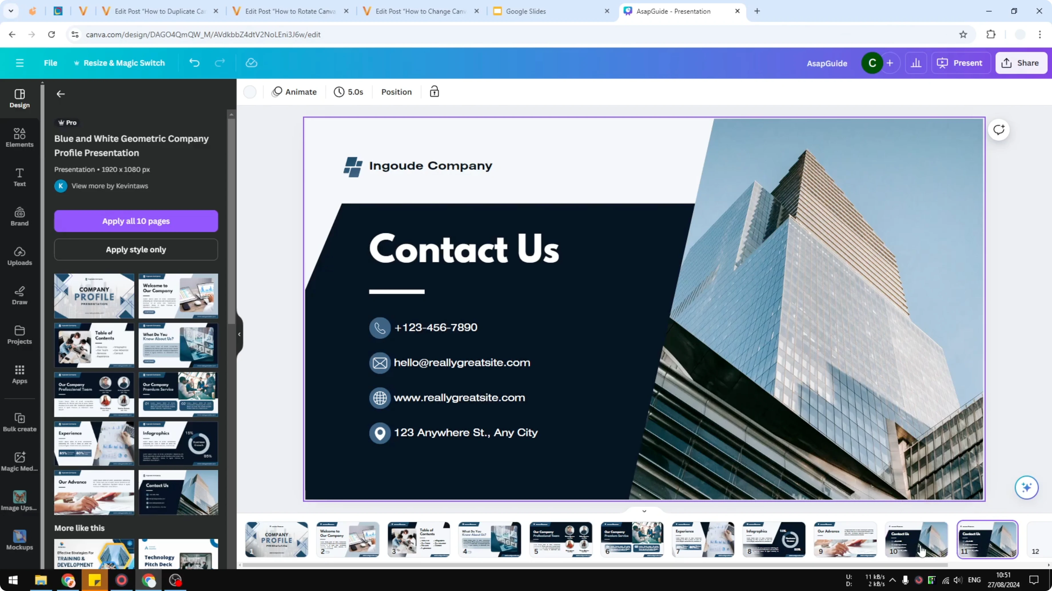 Screenshot from How to Duplicate a Slide in Canva at 34s