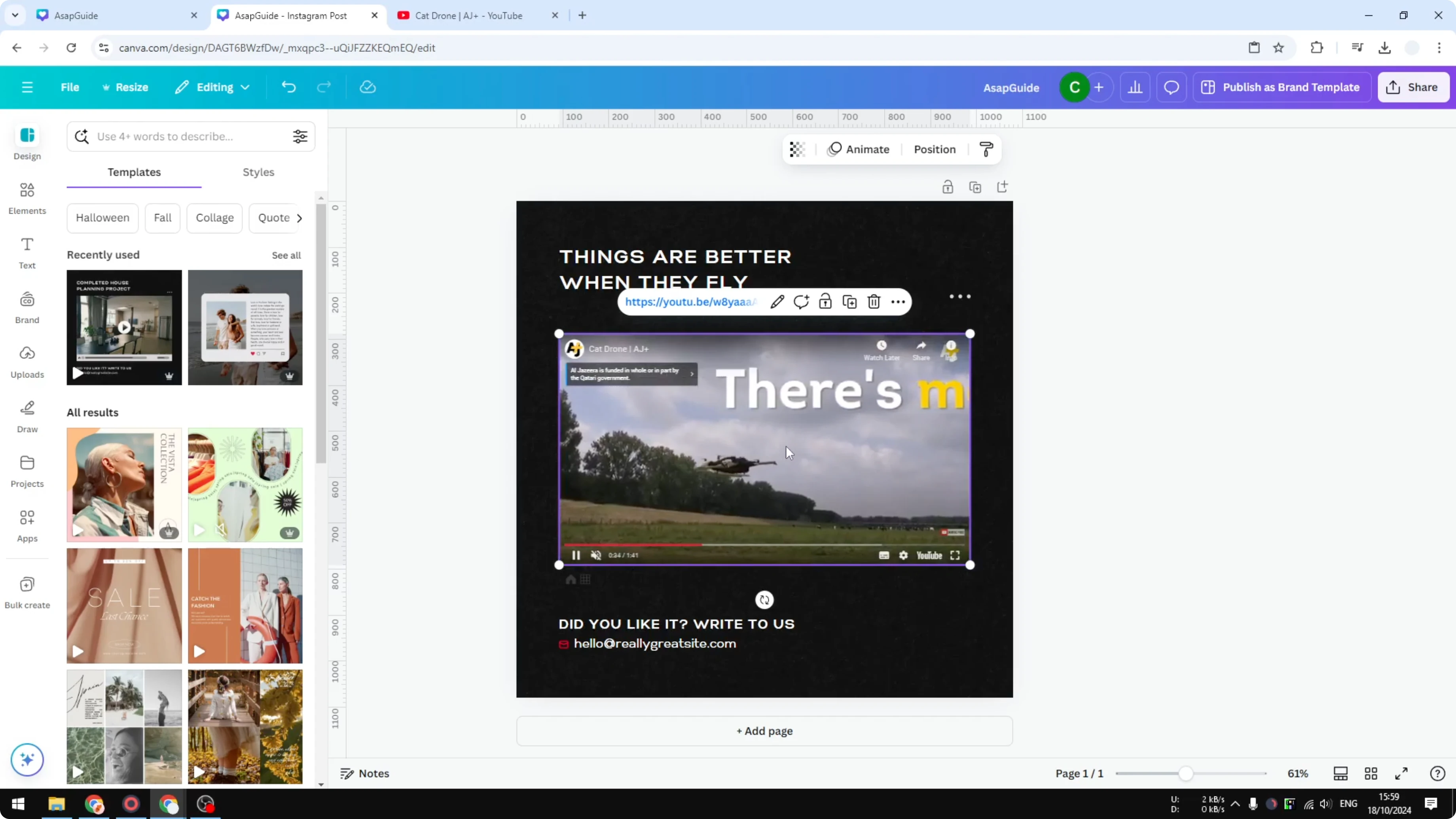 Screenshot from How to Embed a YouTube Video in Canva at 114s