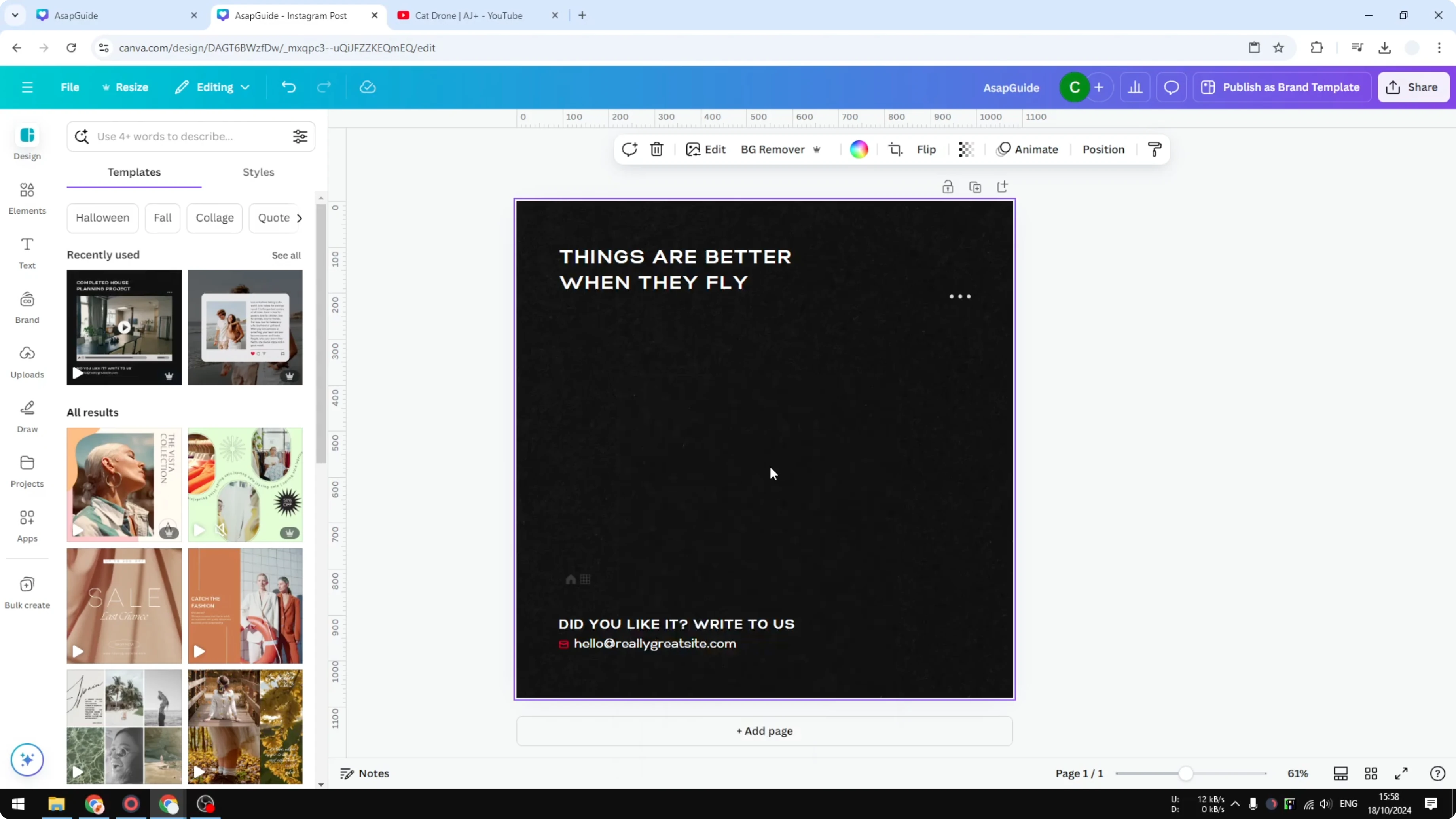 Screenshot from How to Embed a YouTube Video in Canva at 64s