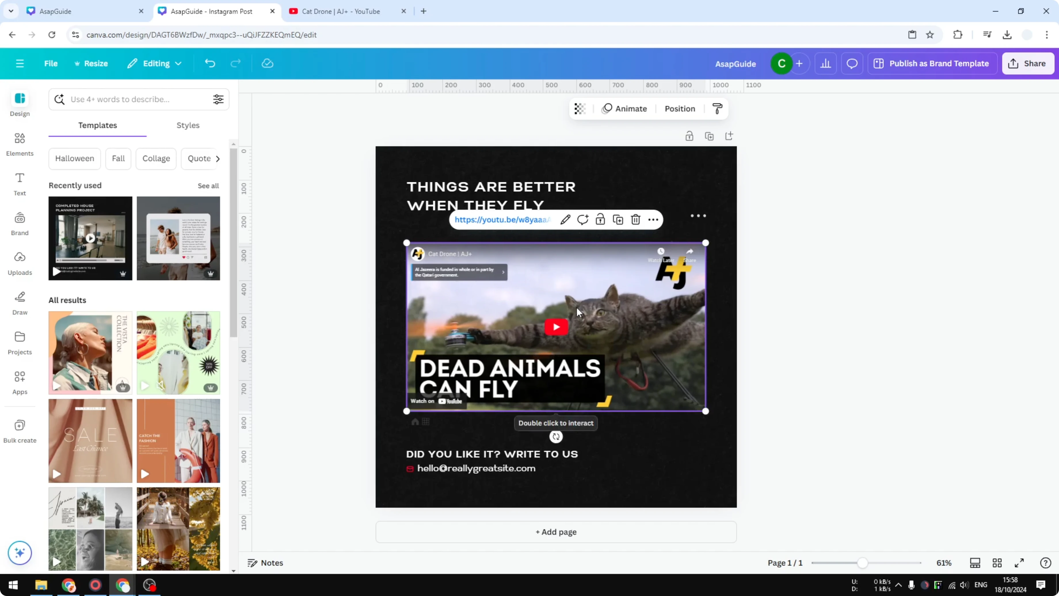 Screenshot from How to Embed a YouTube Video in Canva at 76s