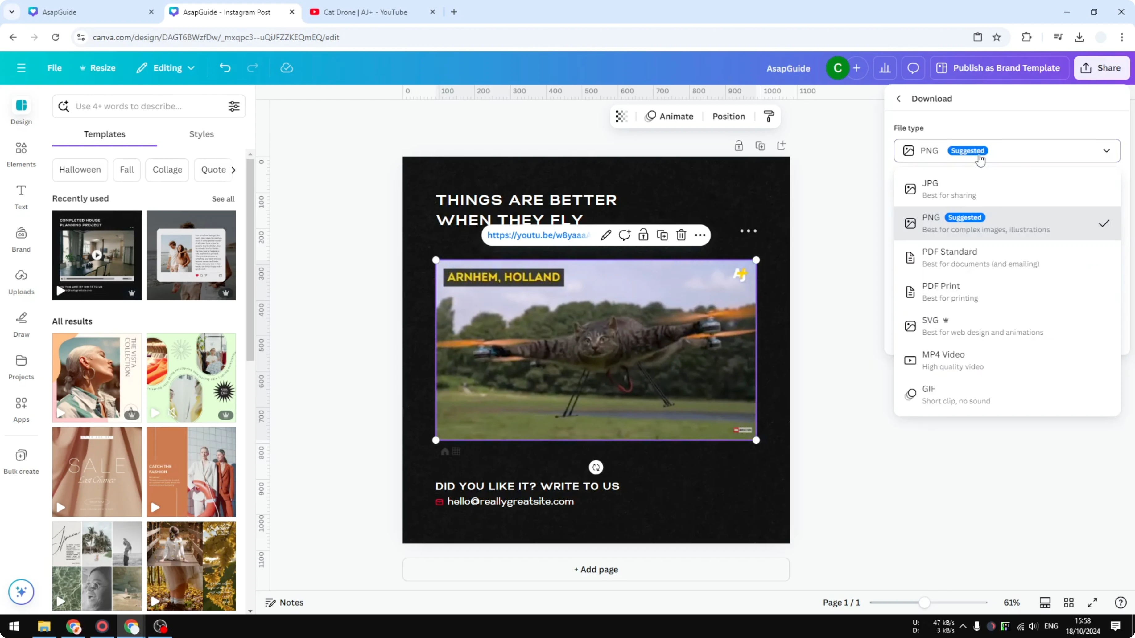 Screenshot from How to Embed a YouTube Video in Canva at 91s