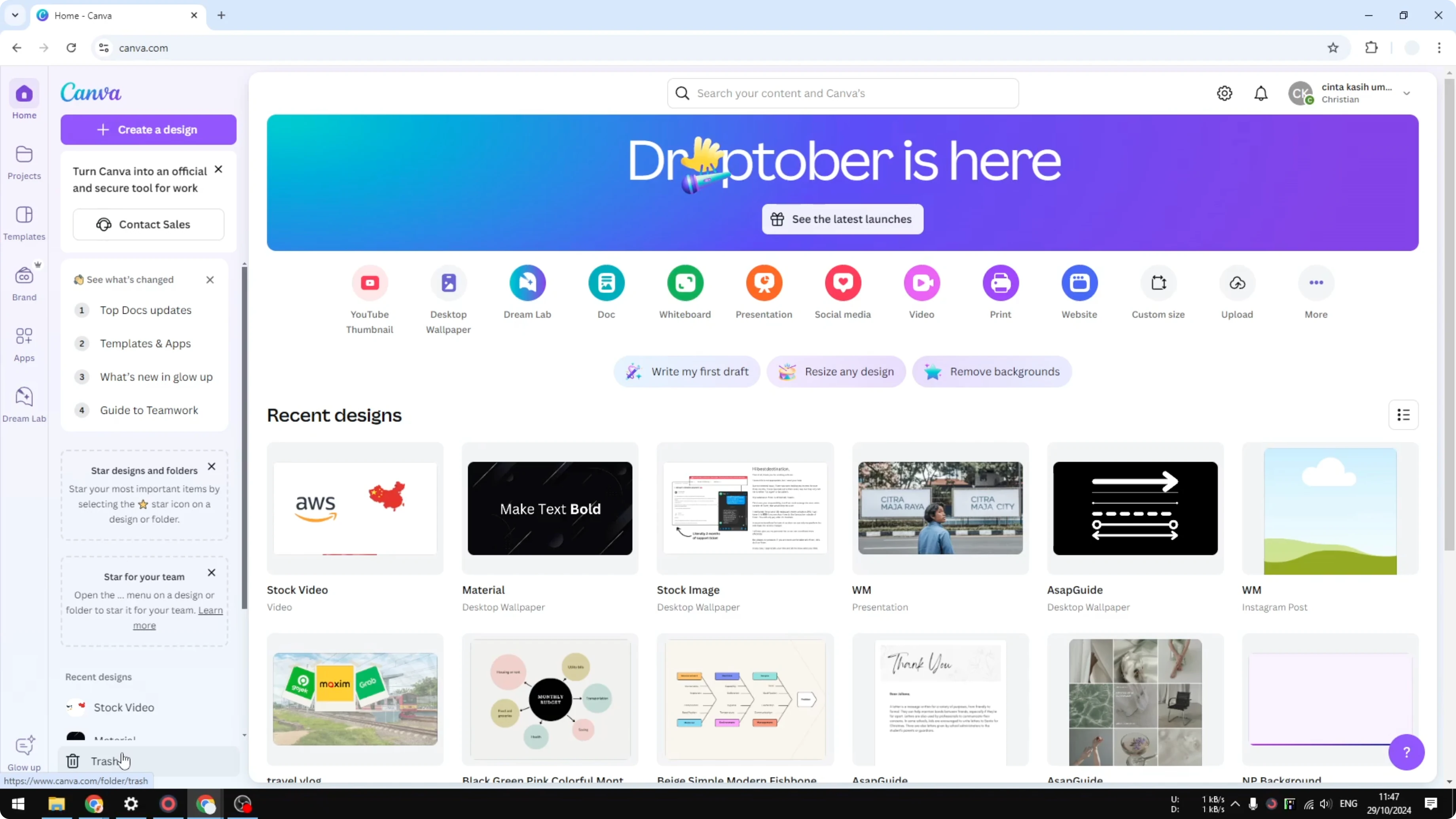 Screenshot from How to Empty Trash in Canva at 21s