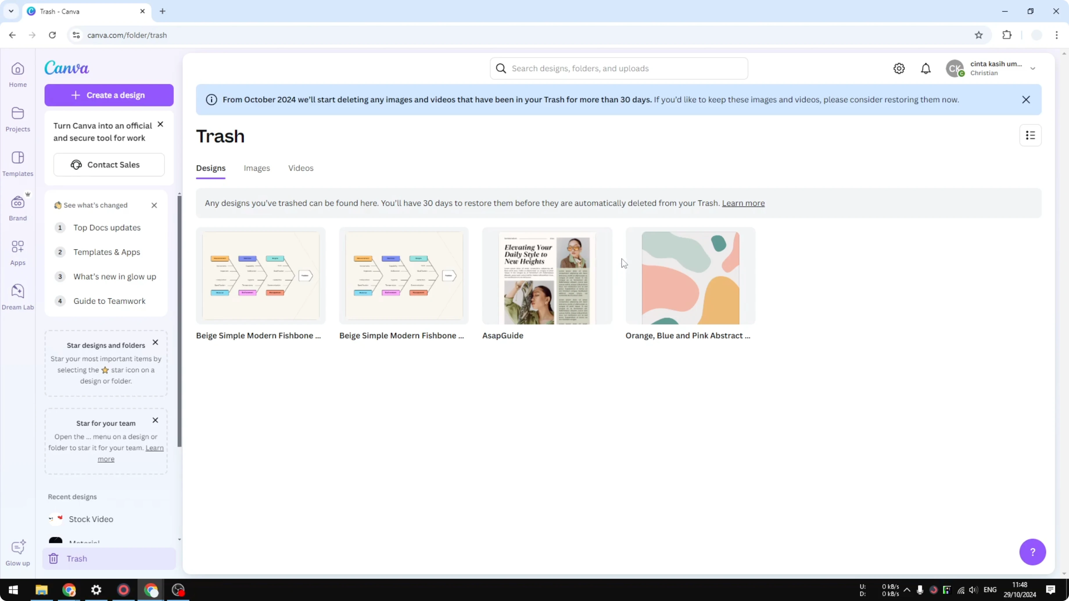 Screenshot from How to Empty Trash in Canva at 85s