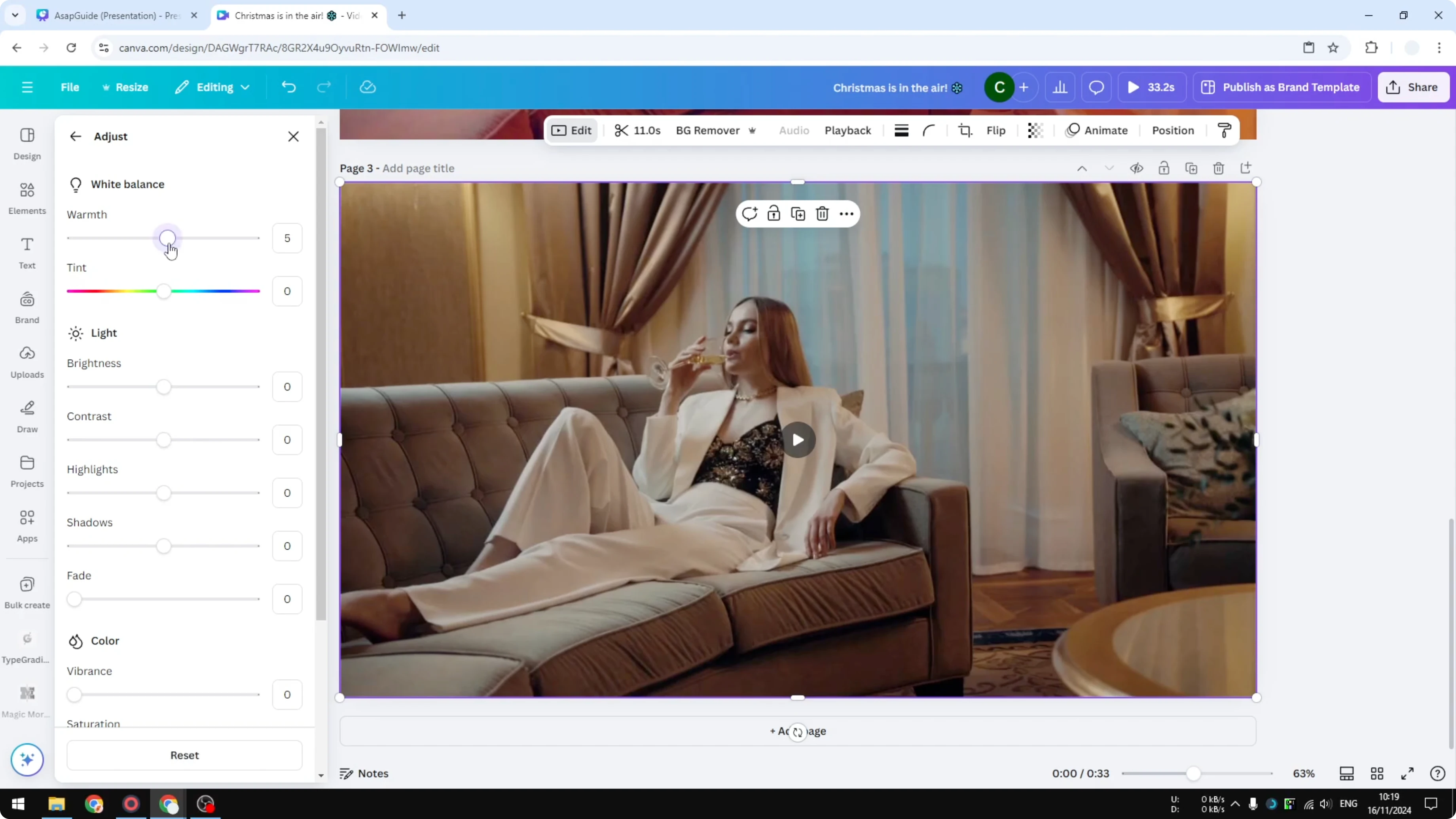 Screenshot from How to Enhance The Look of Your Video in Canva at 124s