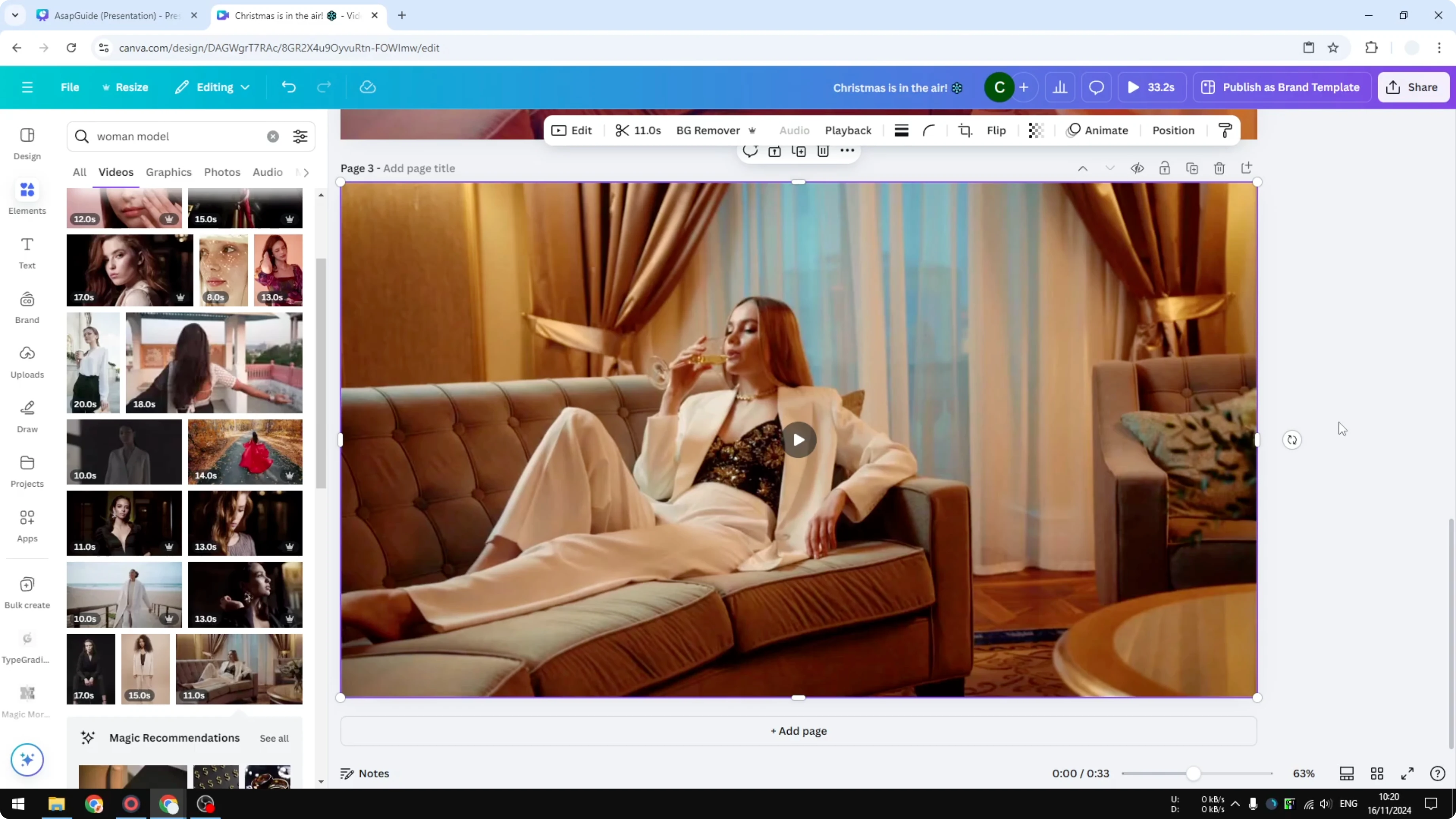 Screenshot from How to Enhance The Look of Your Video in Canva at 212s