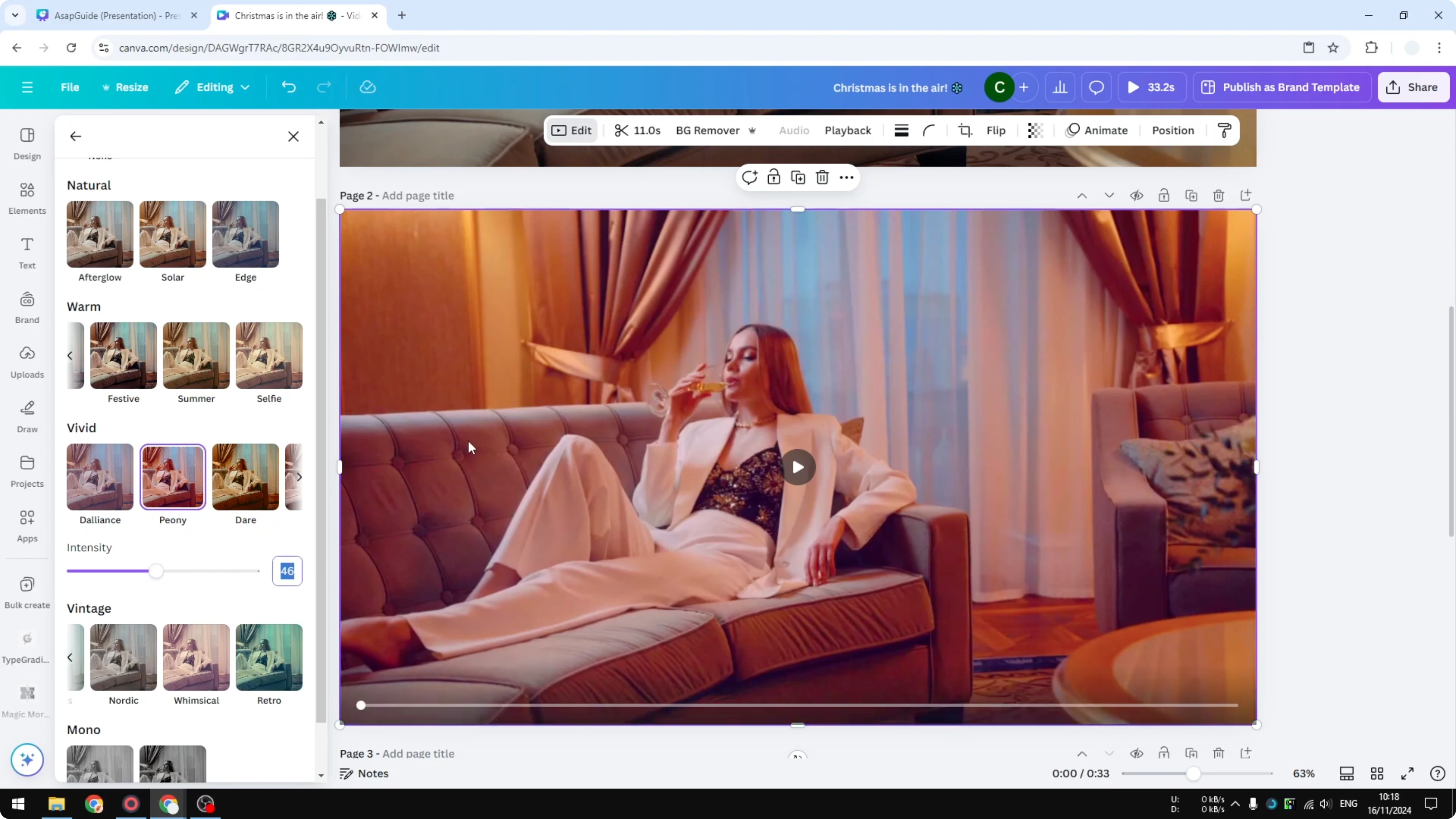 Screenshot from How to Enhance The Look of Your Video in Canva at 97s