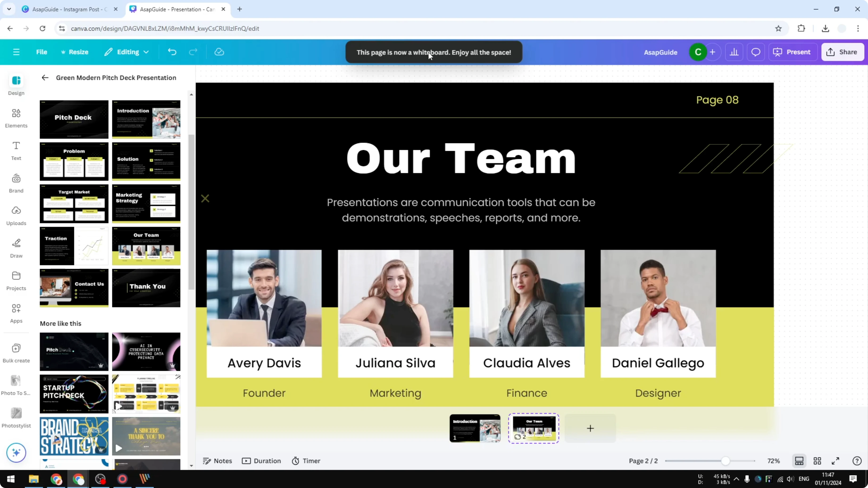 Screenshot from How to Expand Canva Slides to Canva Whiteboard at 54s