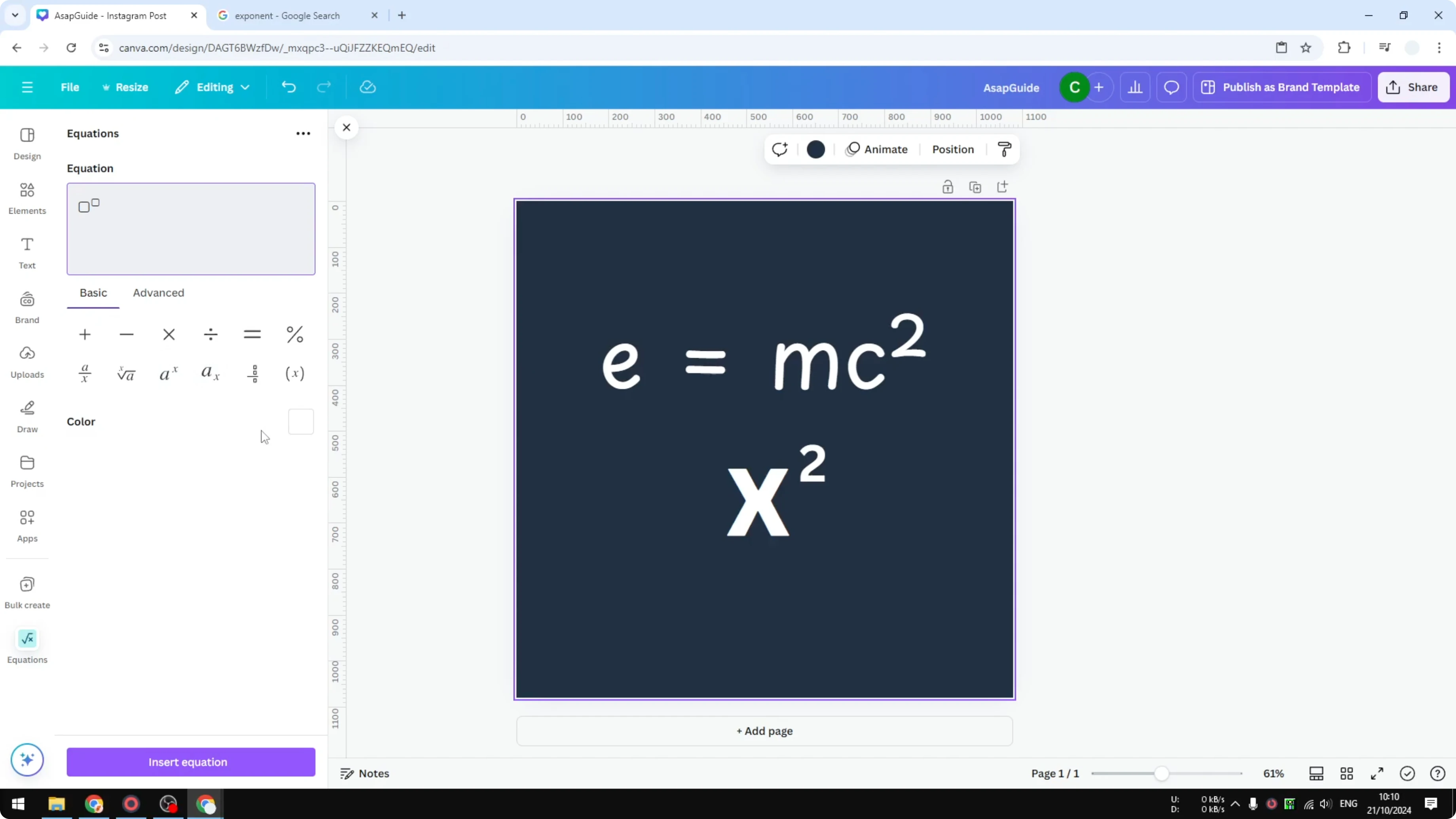 Screenshot from How to Exponent Superscript in Canva at 185s
