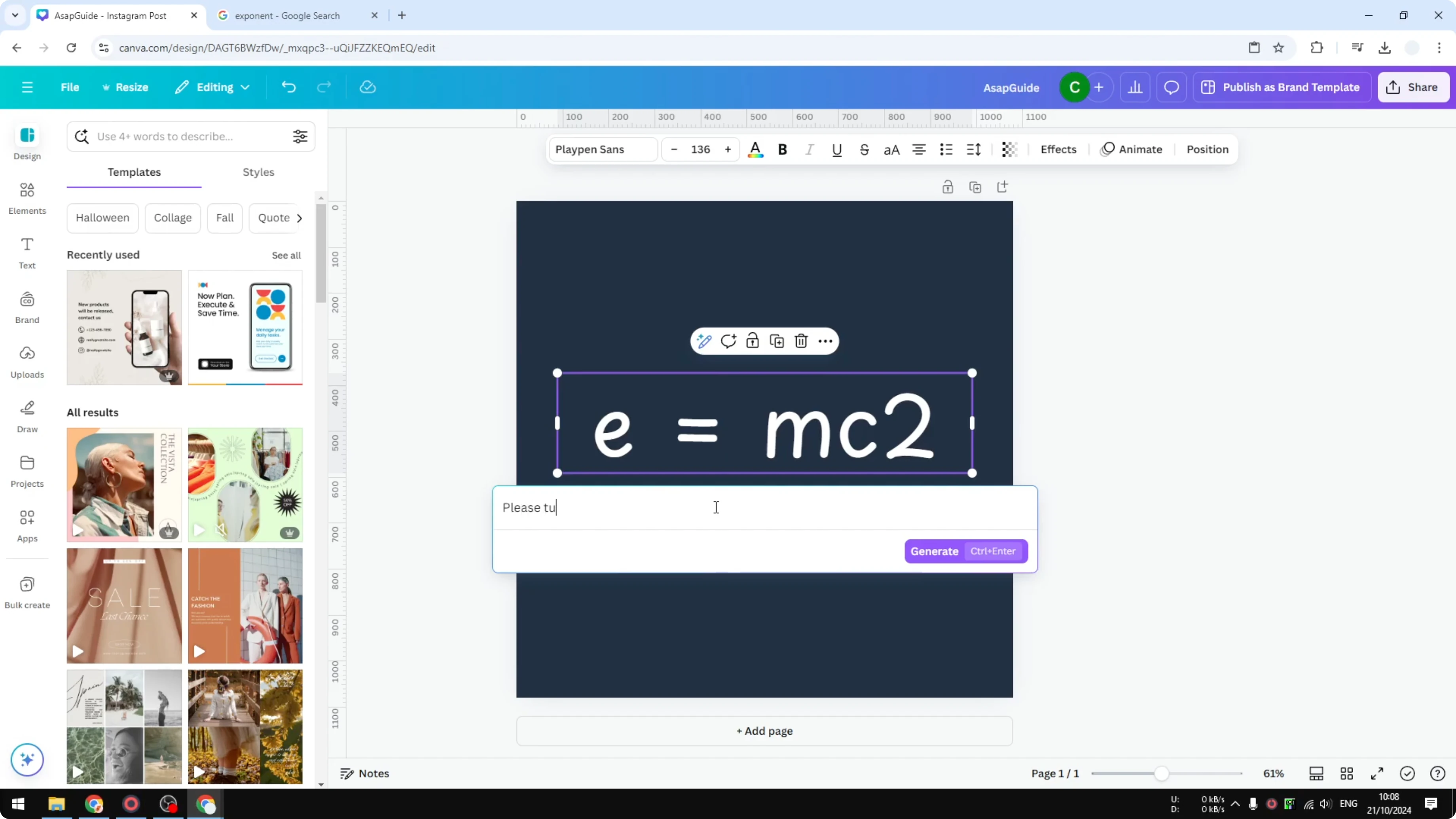 Screenshot from How to Exponent Superscript in Canva at 57s