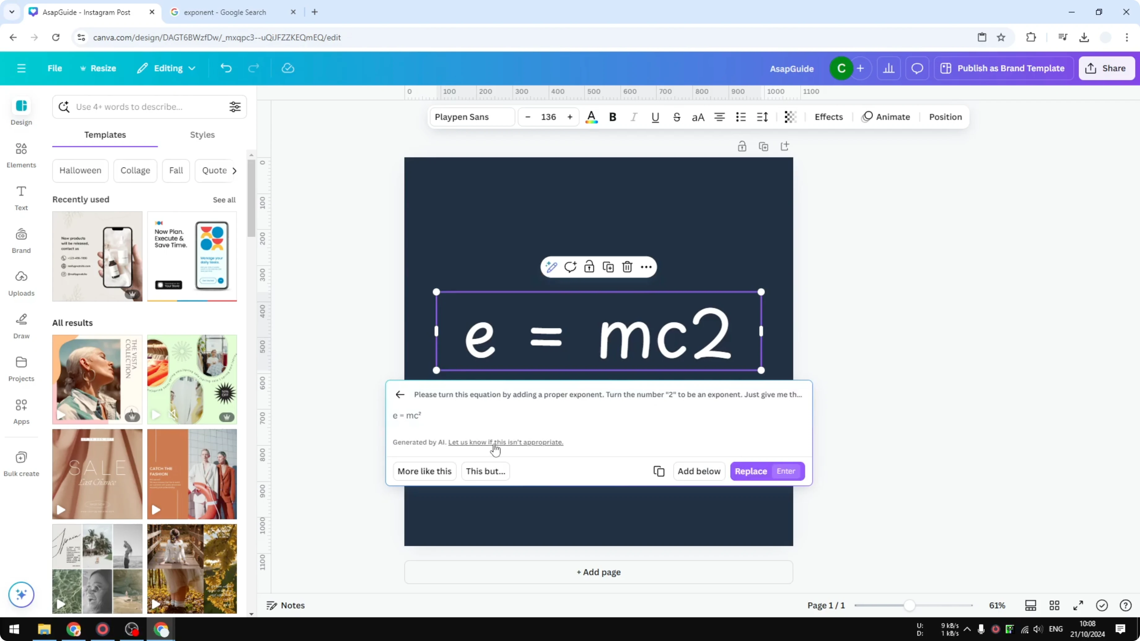 Screenshot from How to Exponent Superscript in Canva at 83s