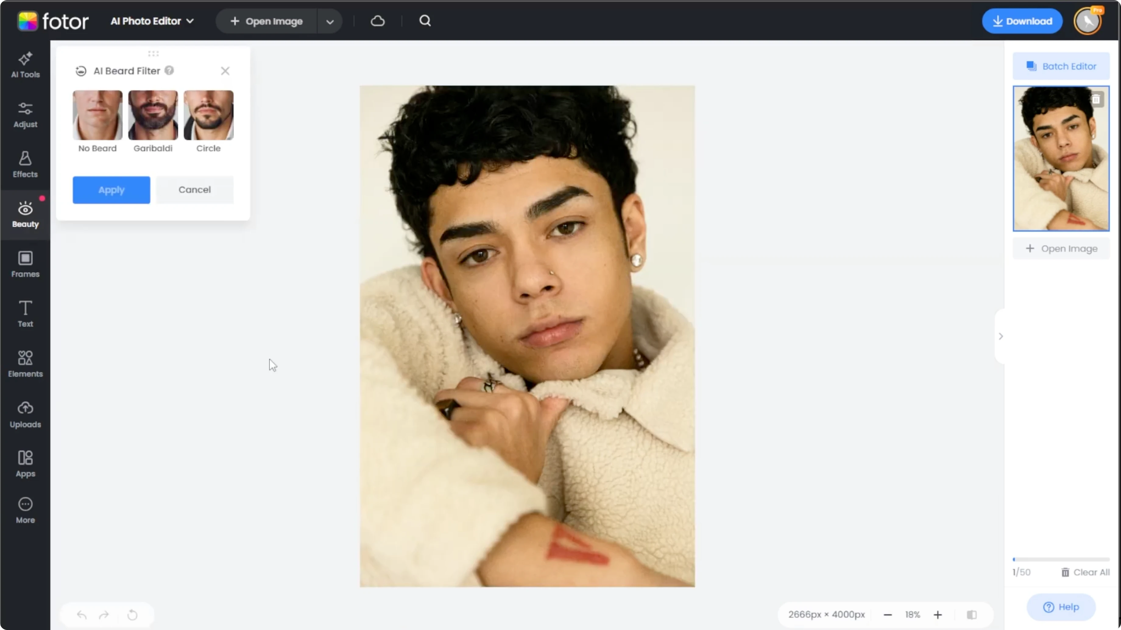 Screenshot from How to Visualize Yourself with Facial Hair and Try Different Beard Styles with AI? at 44s