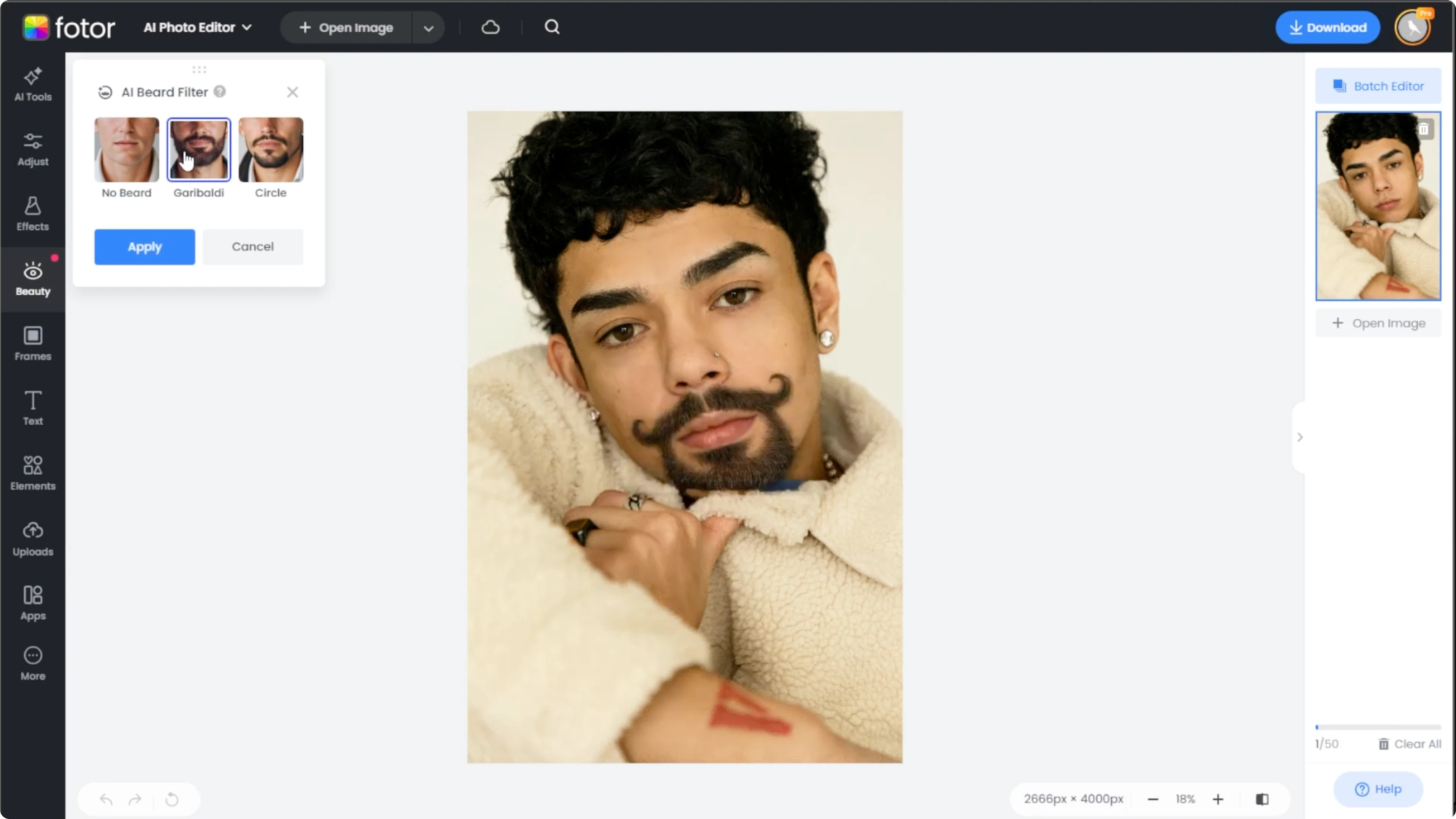 Screenshot from How to Visualize Yourself with Facial Hair and Try Different Beard Styles with AI? at 54s