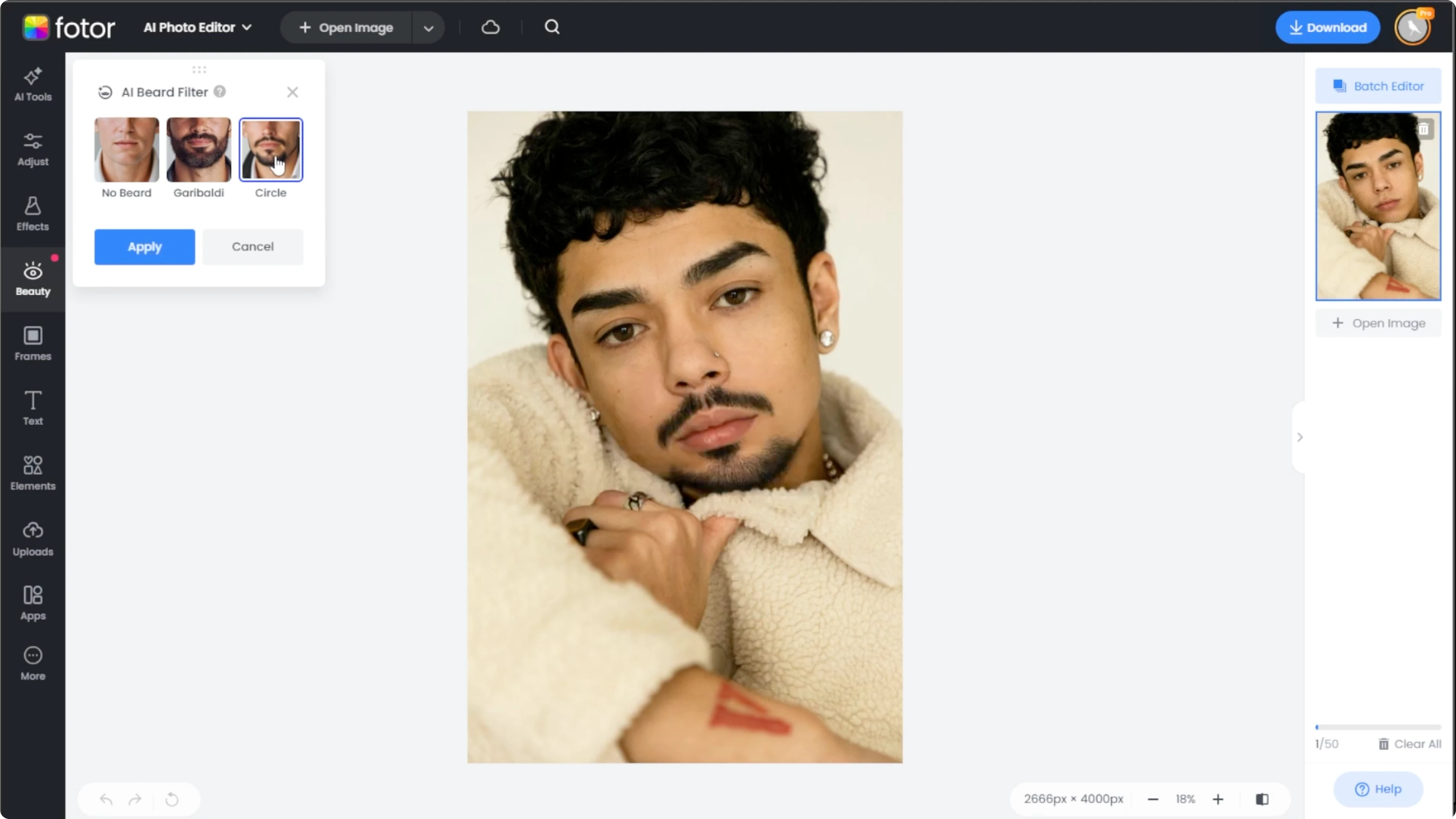 Screenshot from How to Visualize Yourself with Facial Hair and Try Different Beard Styles with AI? at 63s