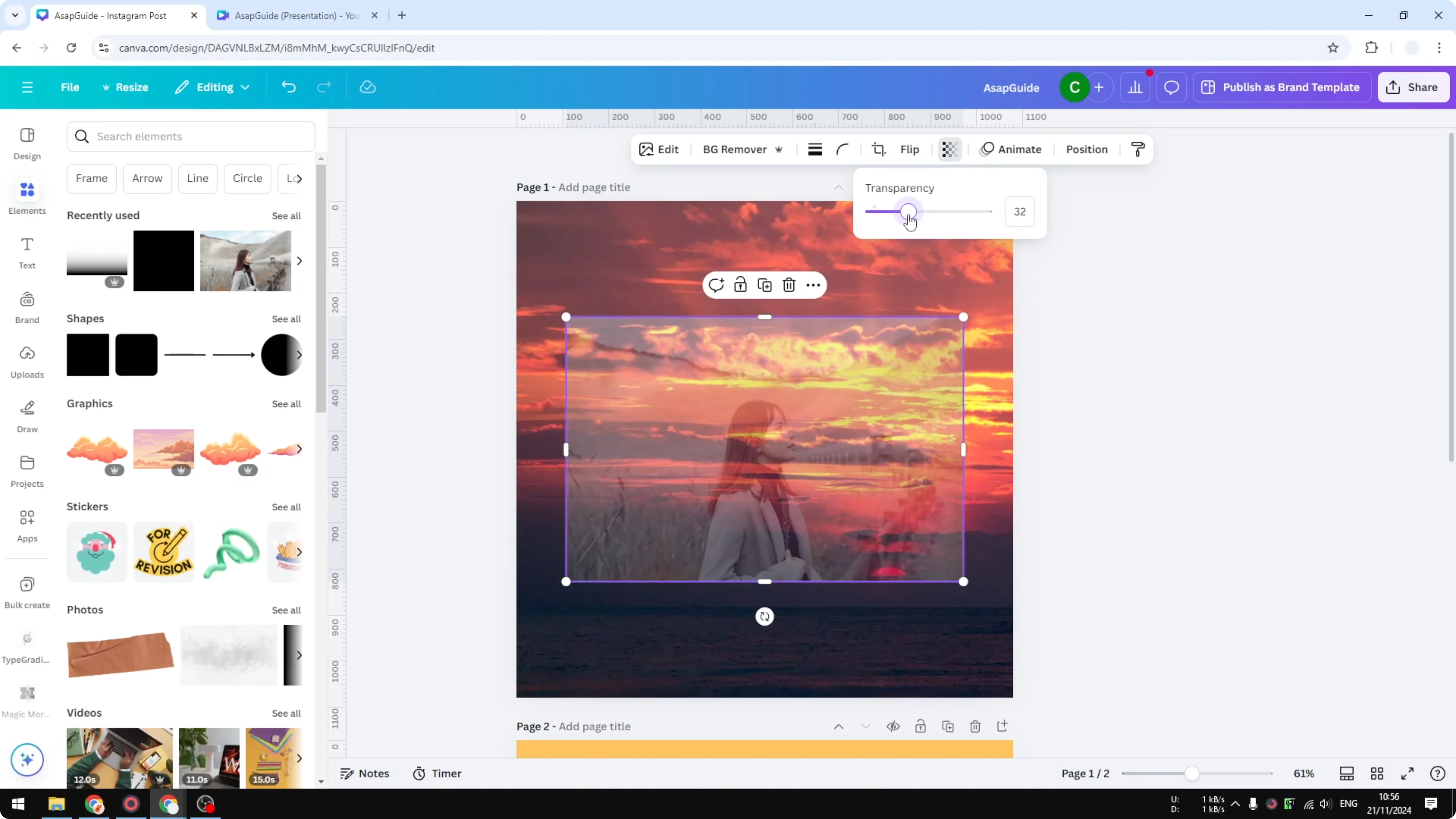 Screenshot from How to Fade an Image in Canva at 21s