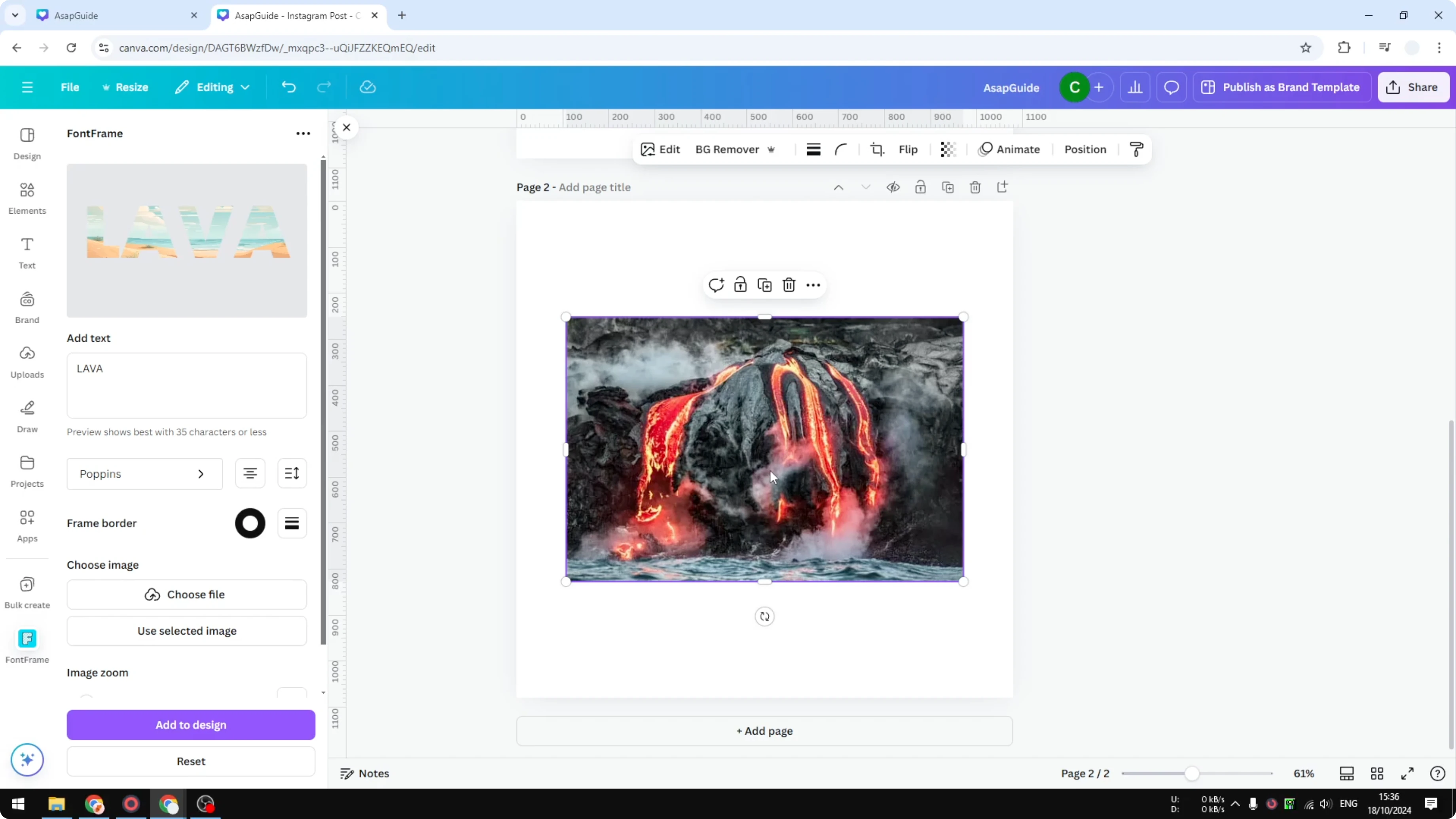 Screenshot from How to Fill Text with a Photo in Canva at 142s