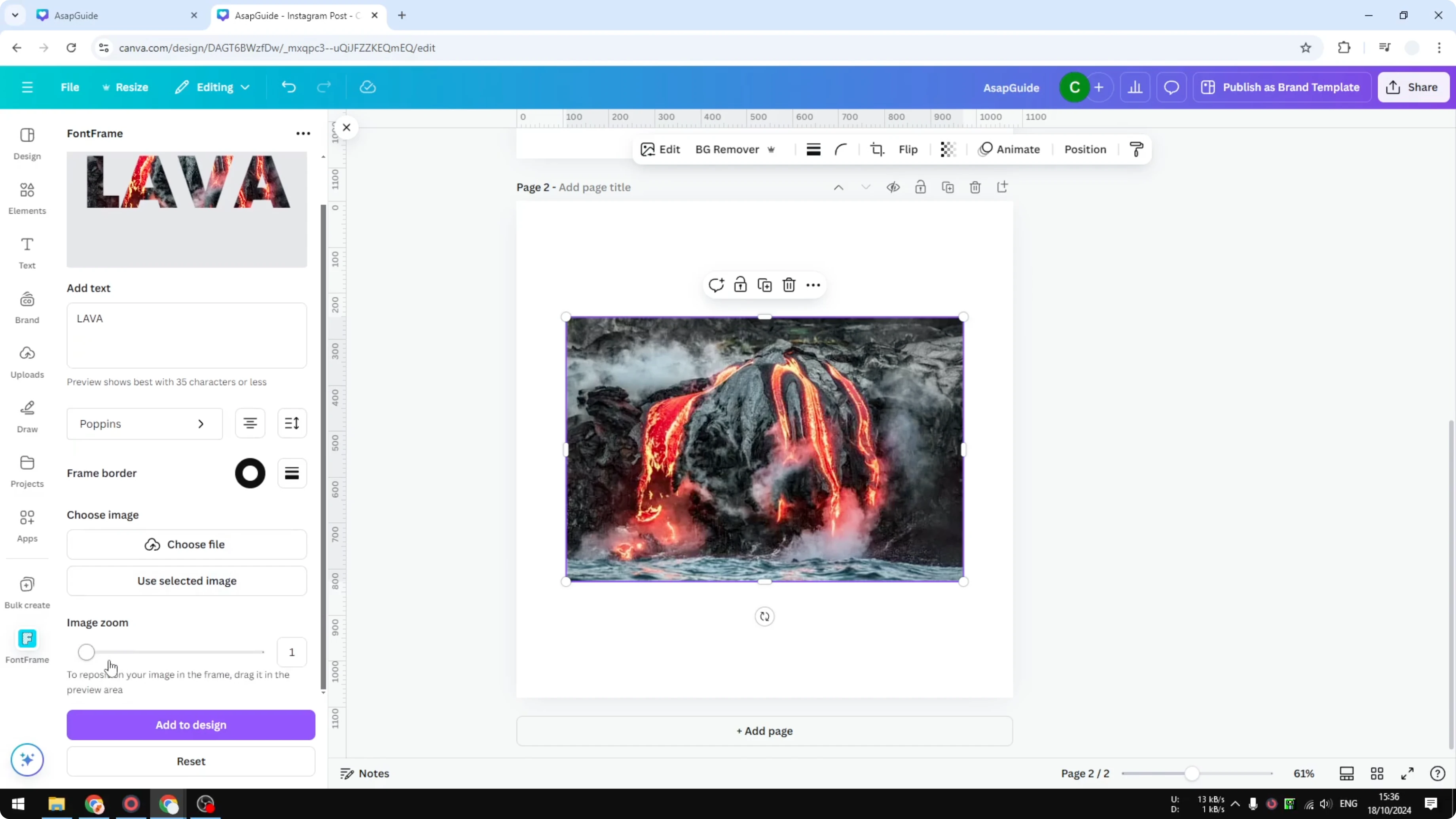 Screenshot from How to Fill Text with a Photo in Canva at 159s