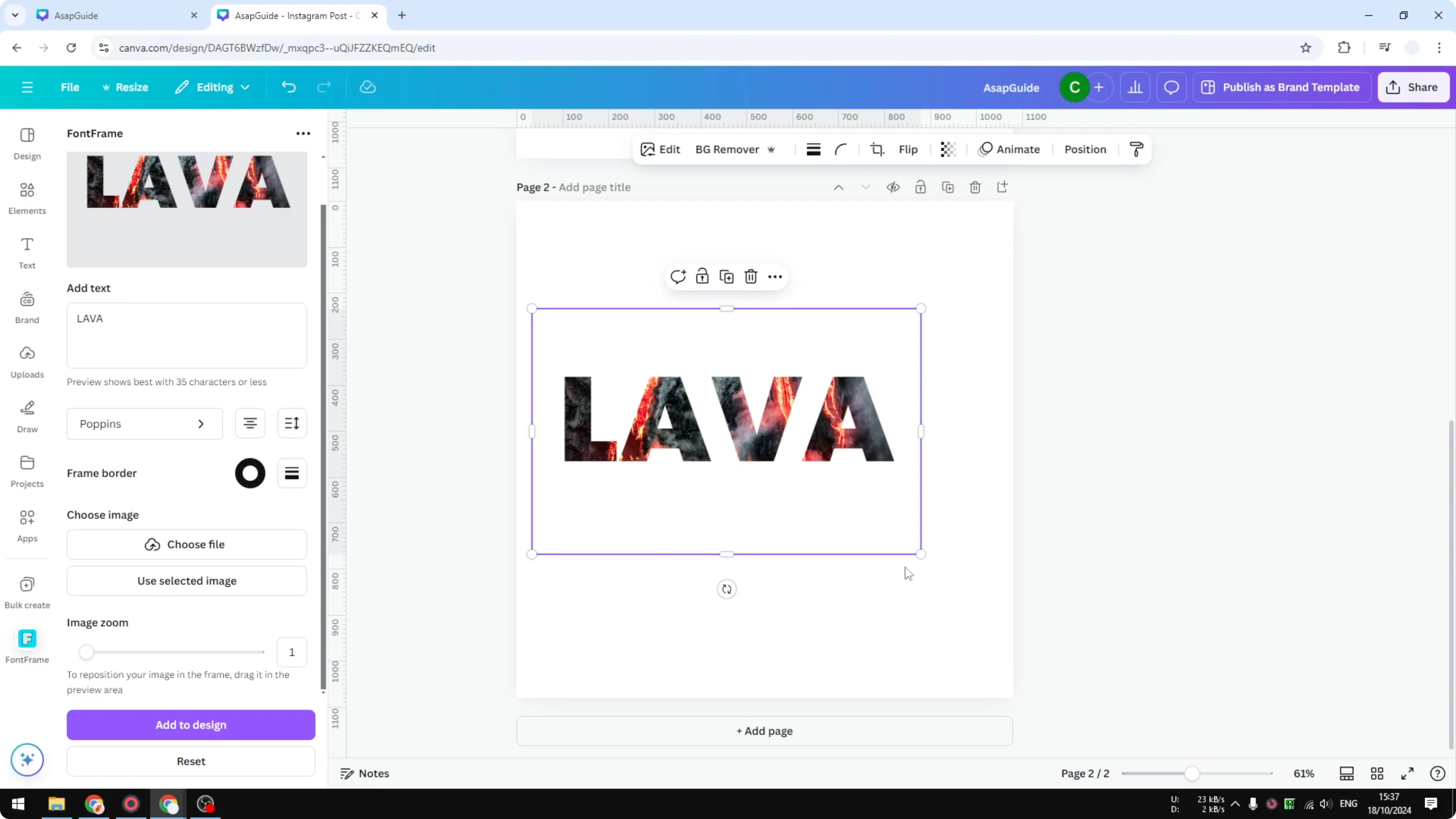 Screenshot from How to Fill Text with a Photo in Canva at 179s