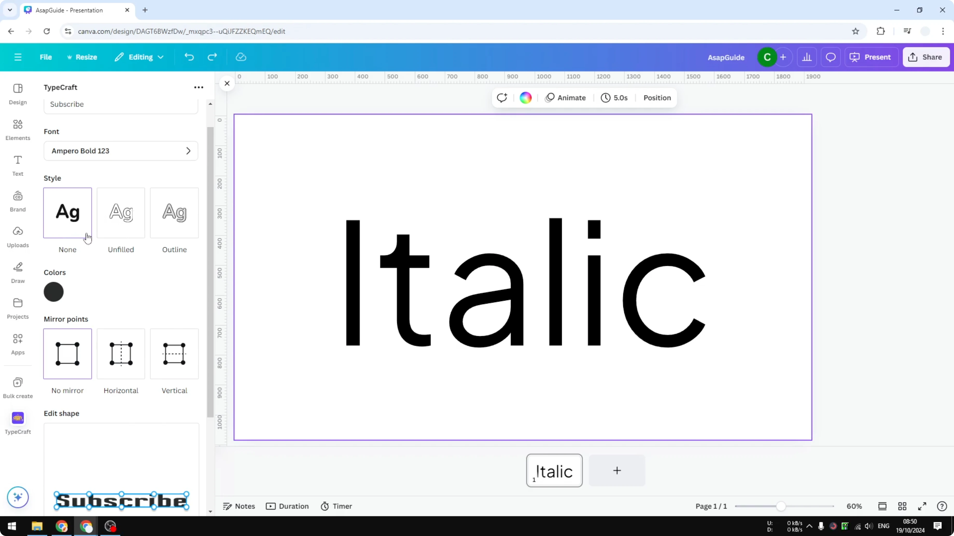 Screenshot from How to Fix If Can't Italicize Text in Canva at 110s