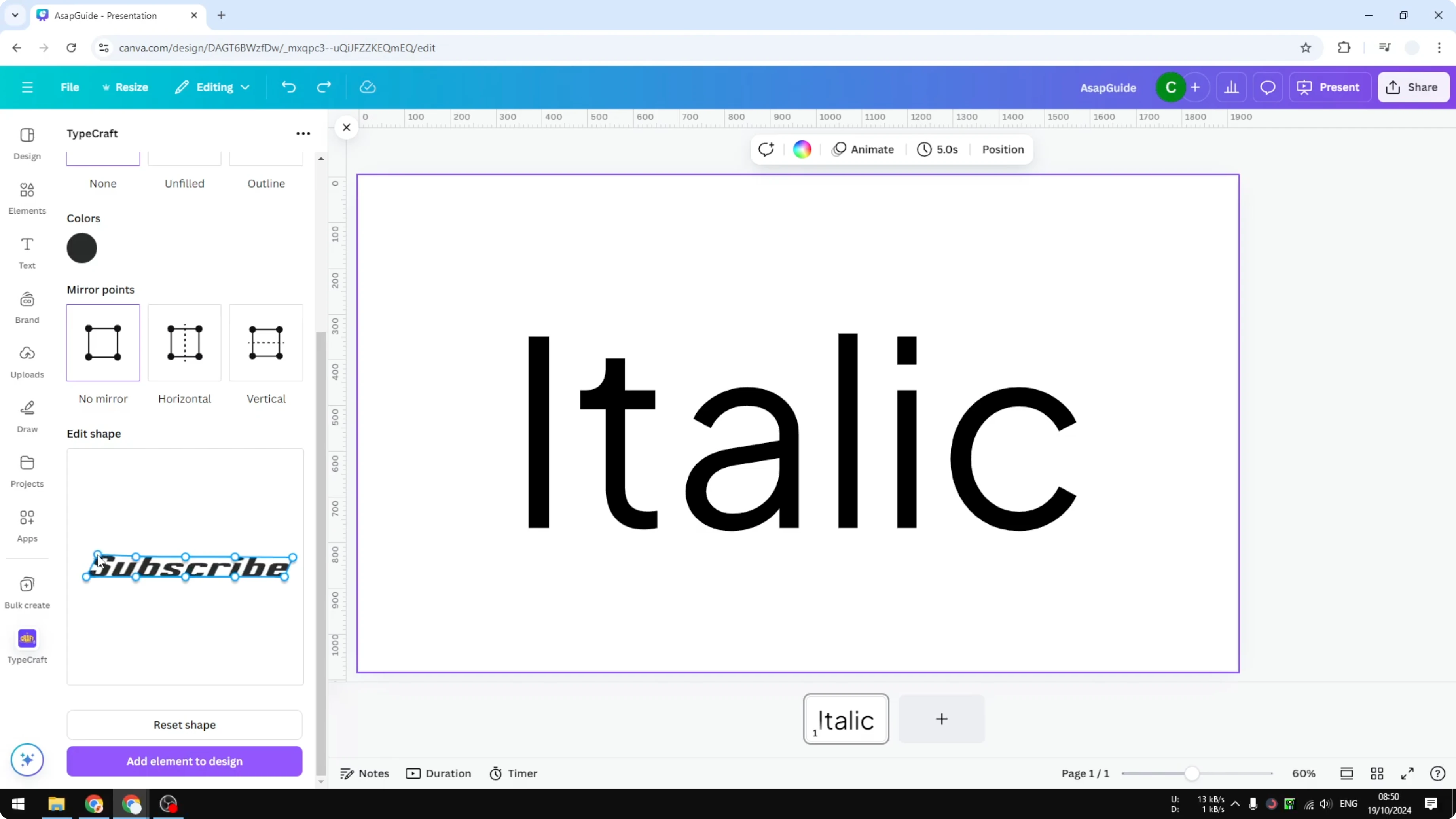 Screenshot from How to Fix If Can't Italicize Text in Canva at 141s